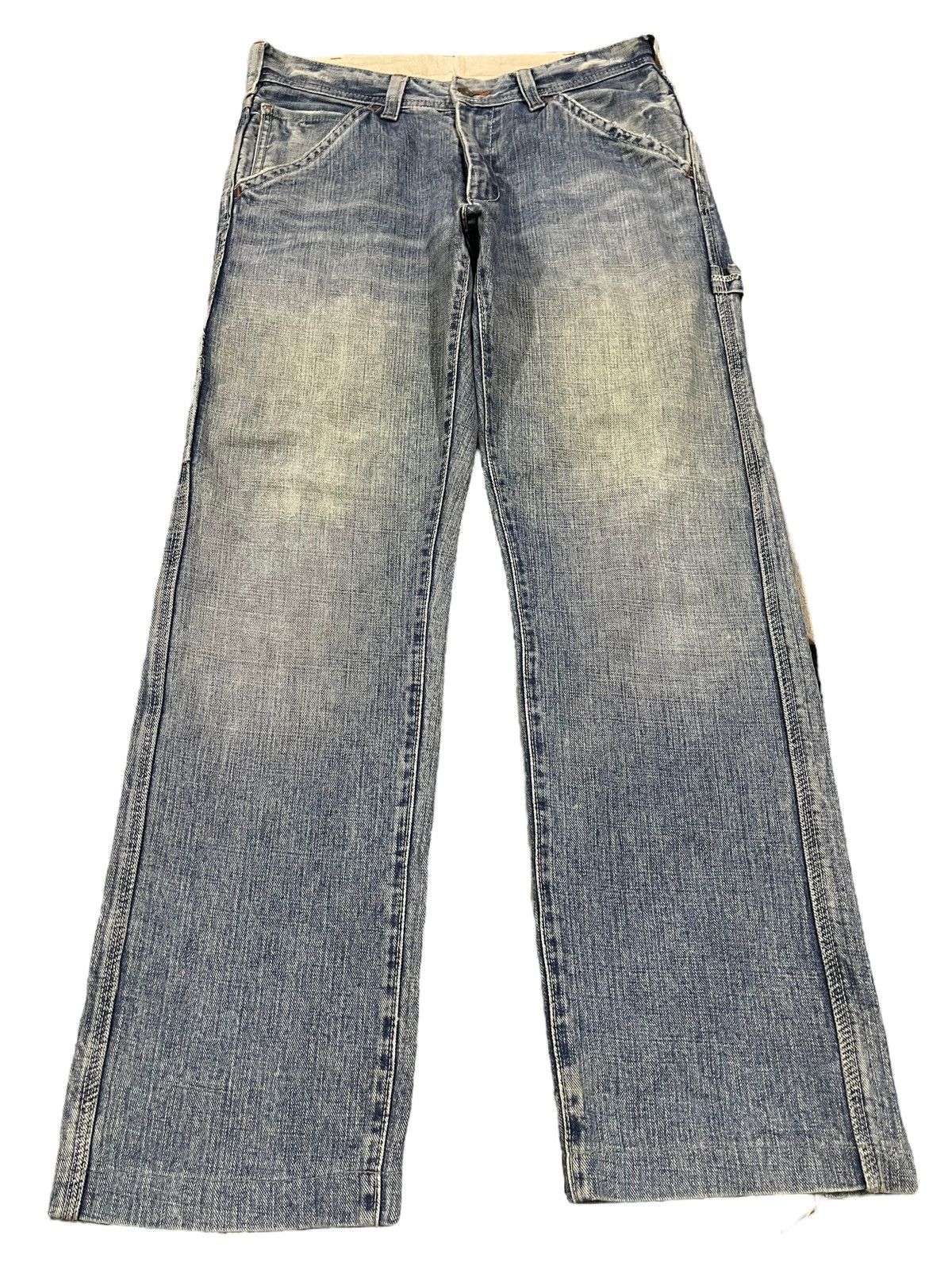 image of Hype Vintage Blue Wash Carpenter Baggy Jeans, Men's (Size 32)