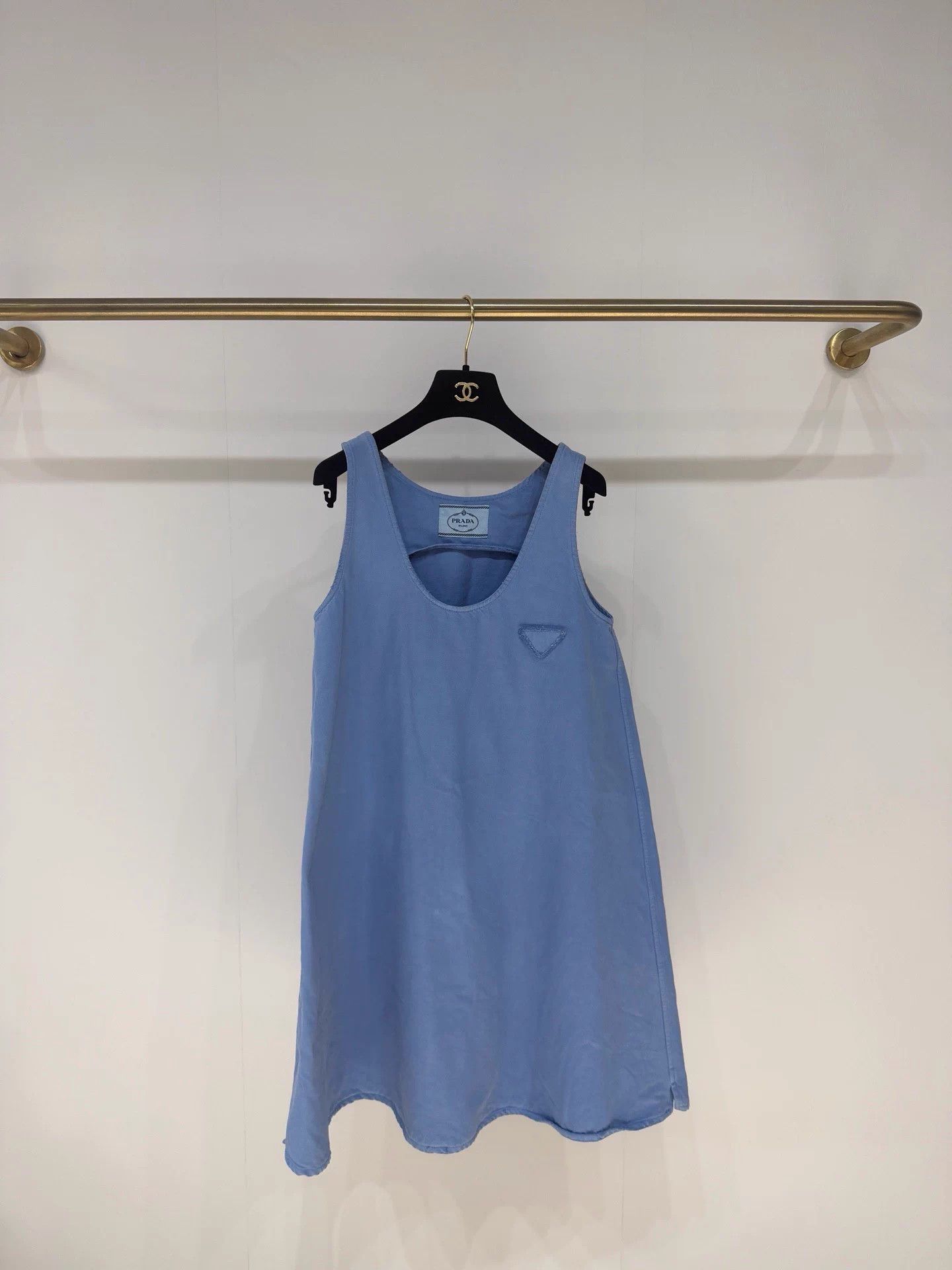 Prada Prada Distressed Wash Blue Triangle Logo Denim Dress 38 Size S / US 4 / IT 40 - 1 Thumbnail