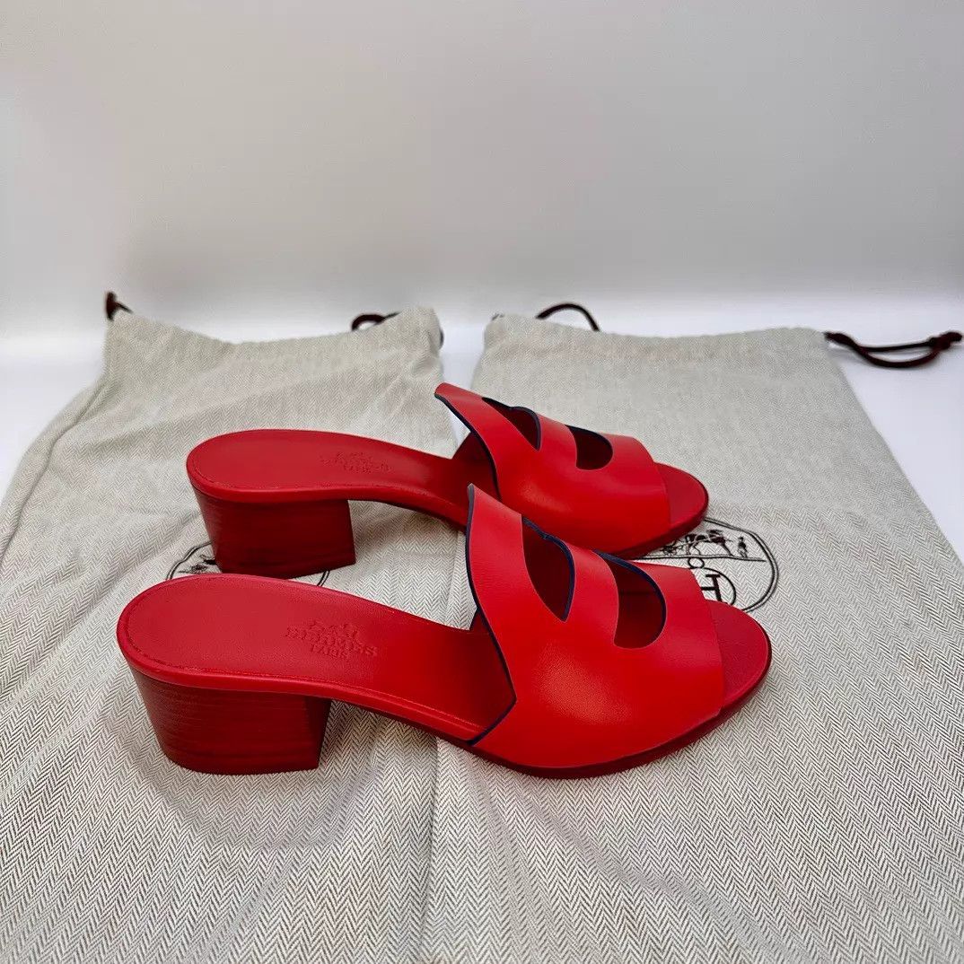 Hermes HERMES Red Pig Nose Slippers 36 Size US 5.5 / IT 35.5 - 3 Thumbnail