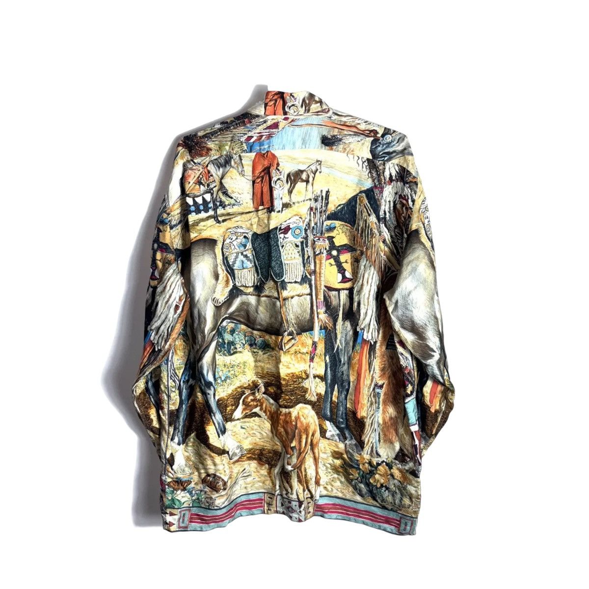 Hermes Vintage Hermes Les Cheyennes silk shirt Size US M / EU 48-50 / 2 - 2 Thumbnail