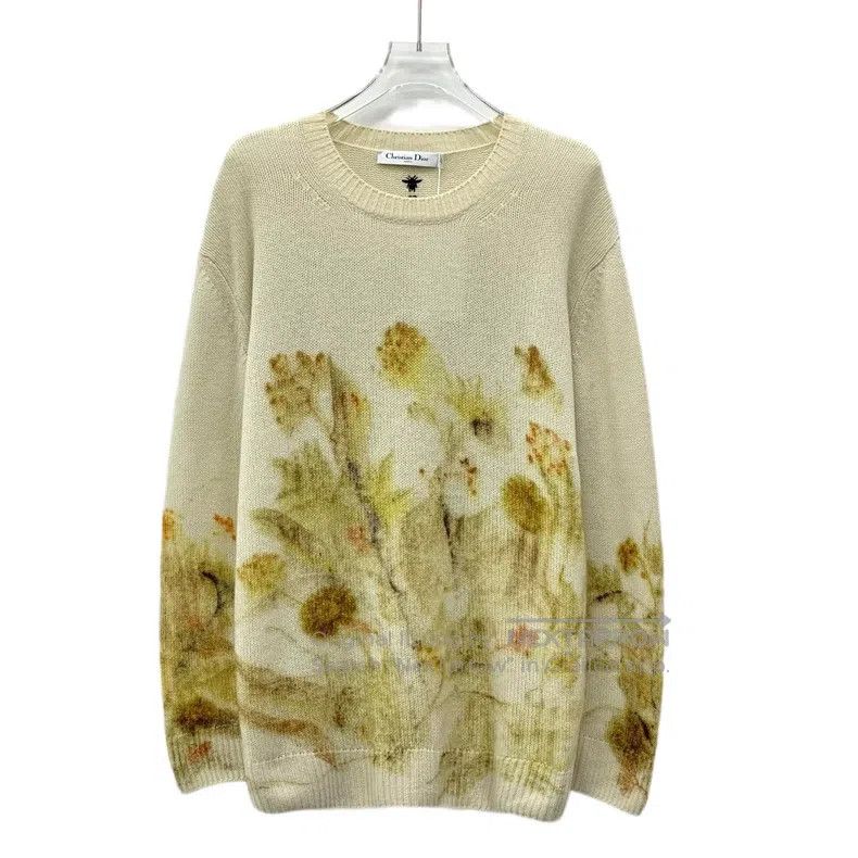 Dior Dior Beige floral ink painting inlaid cashmere round-neck Size XS / US 0-2 / IT 36-38 - 1 Thumbnail