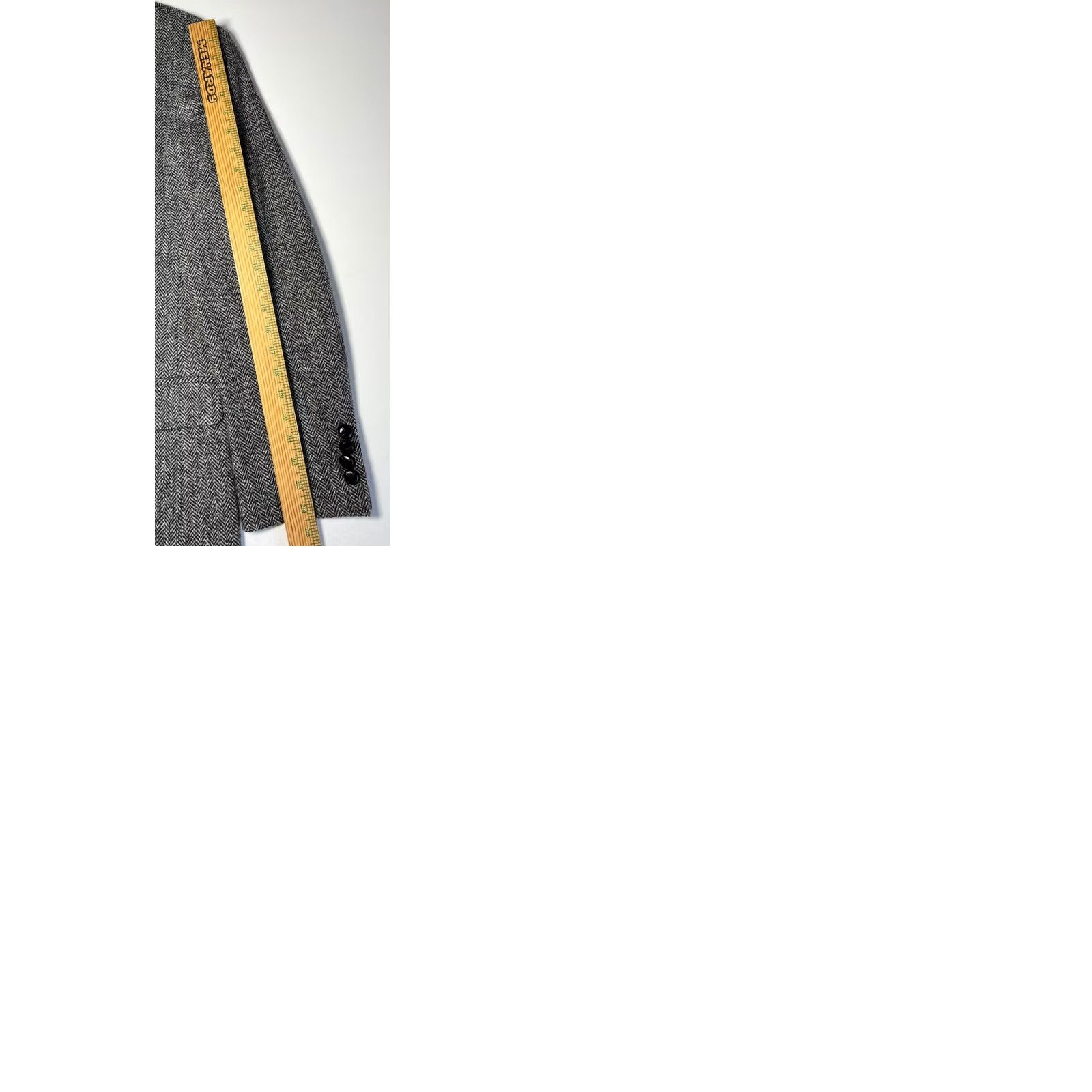 Harris Tweed VINTAGE Harris Tweed Blazer Jacket Mens 40R Gray Wool Tweed Herringbone Regular Classic PF Pockets Size 40R - 10 Thumbnail