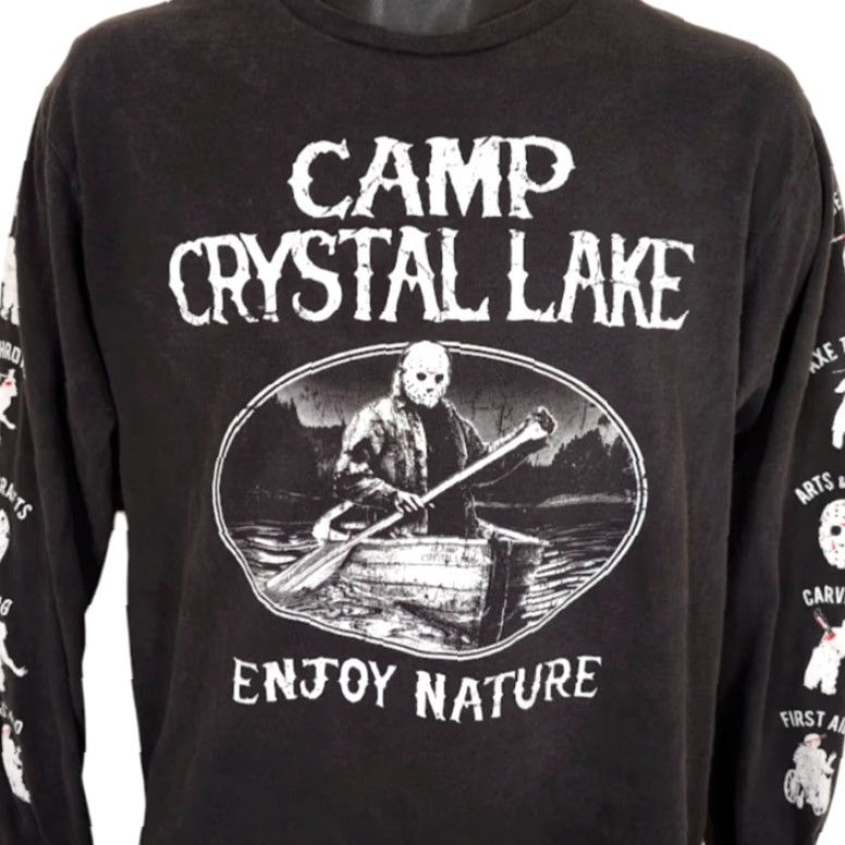 Vintage Friday The 13th T Shirt Mens Size Medium Black Camp Crystal Lake Enjoy Nature Jason Voorhees Size US M / EU 48-50 / 2 - 2 Thumbnail