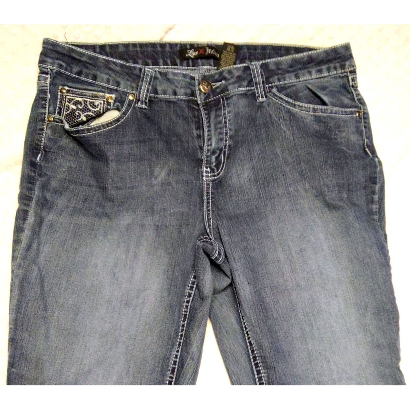 Denime Love Indigo Denim Jeans 16 Bootcut 5-Pocket Regular Rise Mid Blue Women's 31 Inseam XS? Size 25" / US 0 / IT 36 - 4 Thumbnail