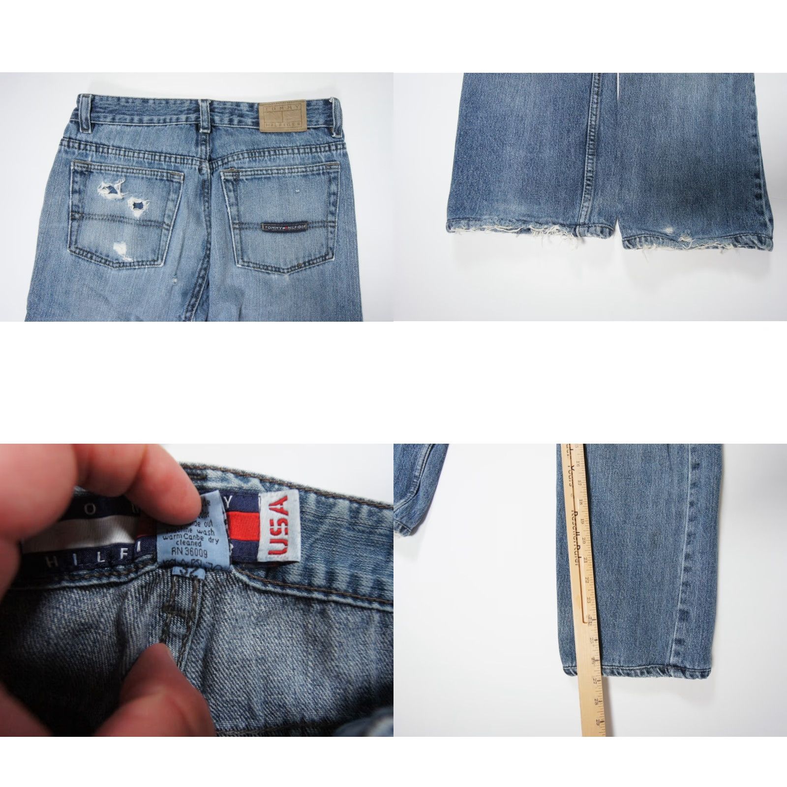 Tommy Hilfiger VINTAGE Tommy Hilfiger Jeans Mens 32x27 Blue Denim Pants 90s Distressed USA 5-Pocket Men Medium Regular Jeans Mens Size US 32 / EU 48 - 8 Thumbnail