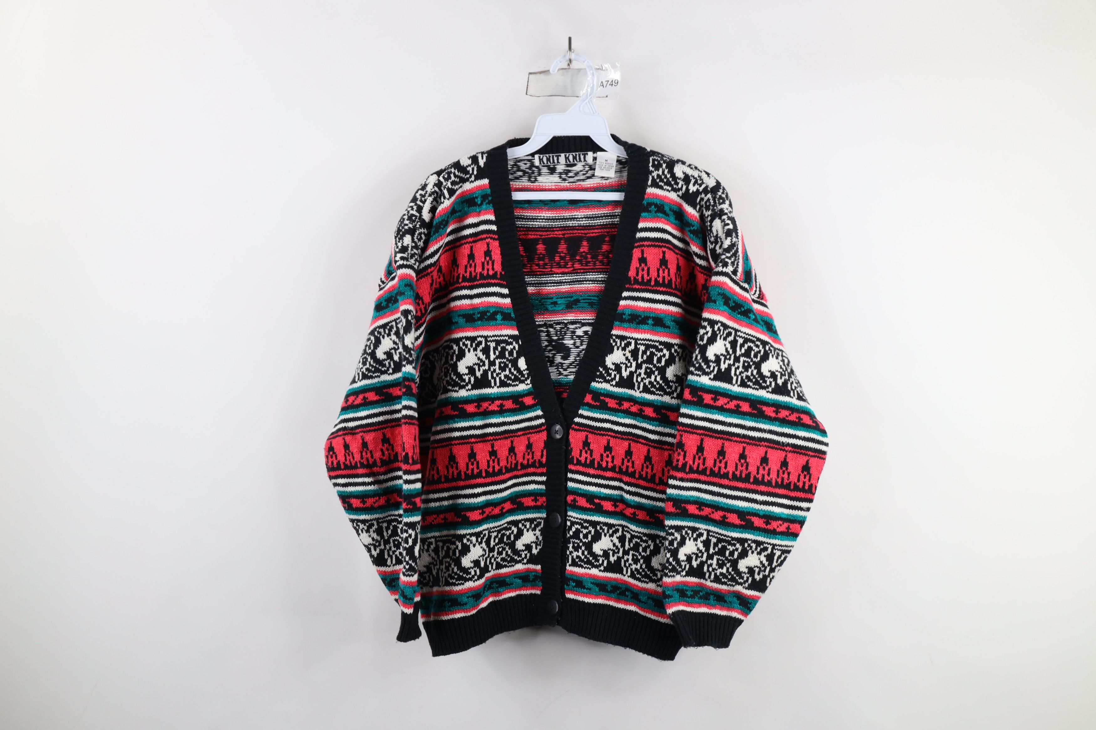 Vintage Vintage 90s Streetwear Paisley Knit Cardigan Sweater Size M / US 6-8 / IT 42-44 - 1 Thumbnail