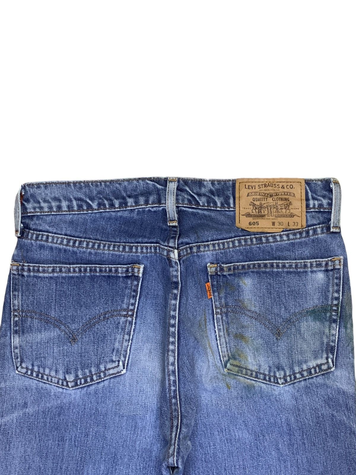 Levi's Vintage 80s Levis 605 Orange Tab Blue Wash Distressed Jeans Size US 30 / EU 46 - 8 Thumbnail