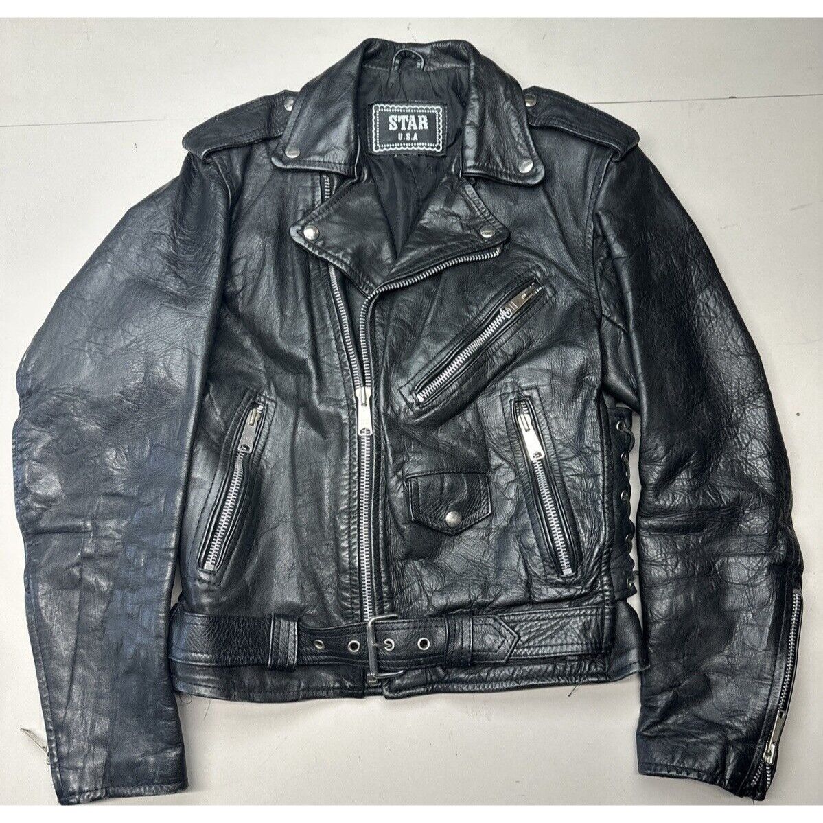 Other STAR U.S.A Double Leather - Riders Motorcycle Jacket - Men S Size US M / EU 48-50 / 2 - 1 Thumbnail