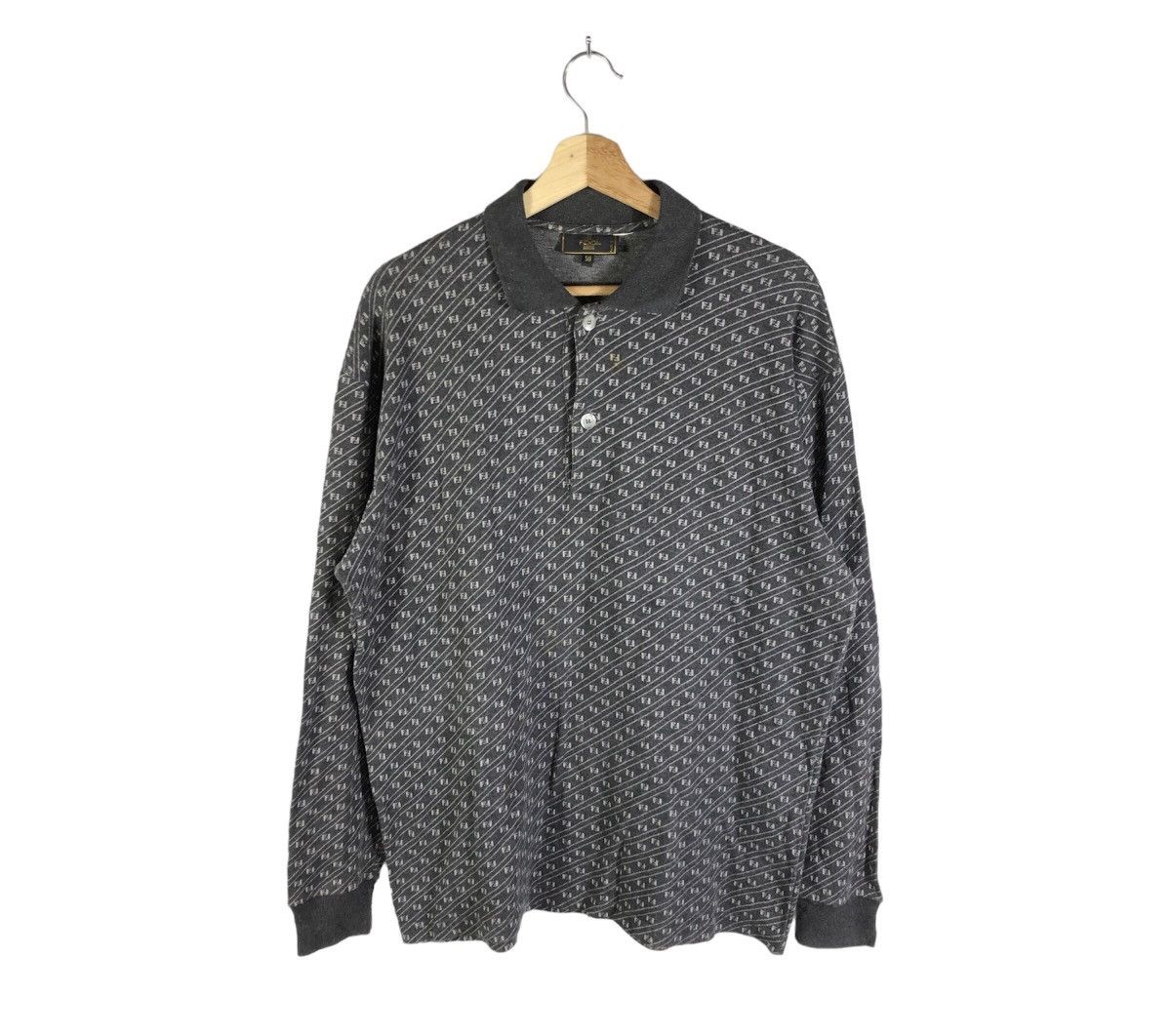 Fendi × Vintage Vintage Fendi FF Monogram Polo Long-sleeves Tshirt Size US L / EU 52-54 / 3 - 1 Thumbnail