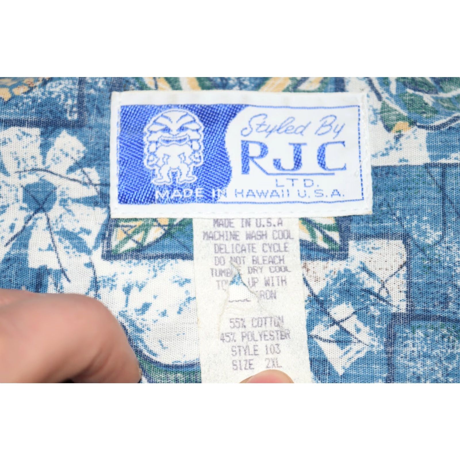 Vintage VINTAGE RJC SHIRT Hawaiian Floral Cotton Blend 2XL Blue Short Sleeve 90s Mens Button-Up Size US XXL / EU 58 / 5 - 5 Thumbnail