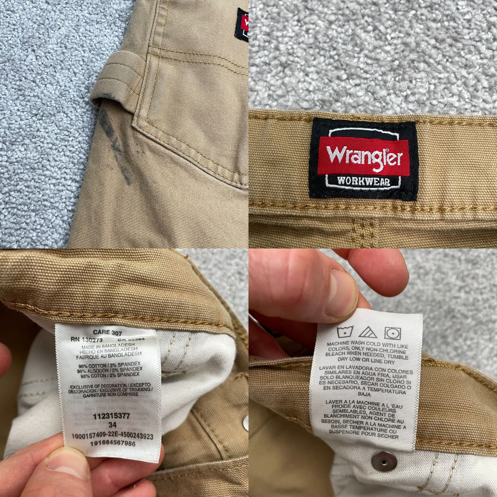 Wrangler Wrangler Workwear Bermuda Shorts Mens 34 Brown Flat Front Canvas Cotton Casual Relaxed Modern Size US 34 / EU 50 - 8 Thumbnail
