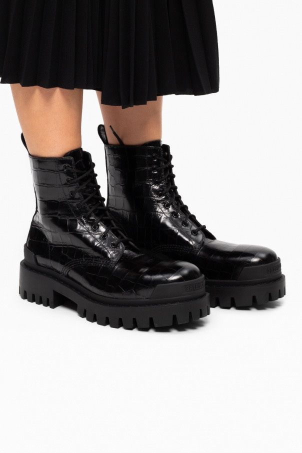 Balenciaga o1mt1gz0924 Strike 20mm Lace- Up Boots in Black Size US 7 / IT 37 - 2 Thumbnail