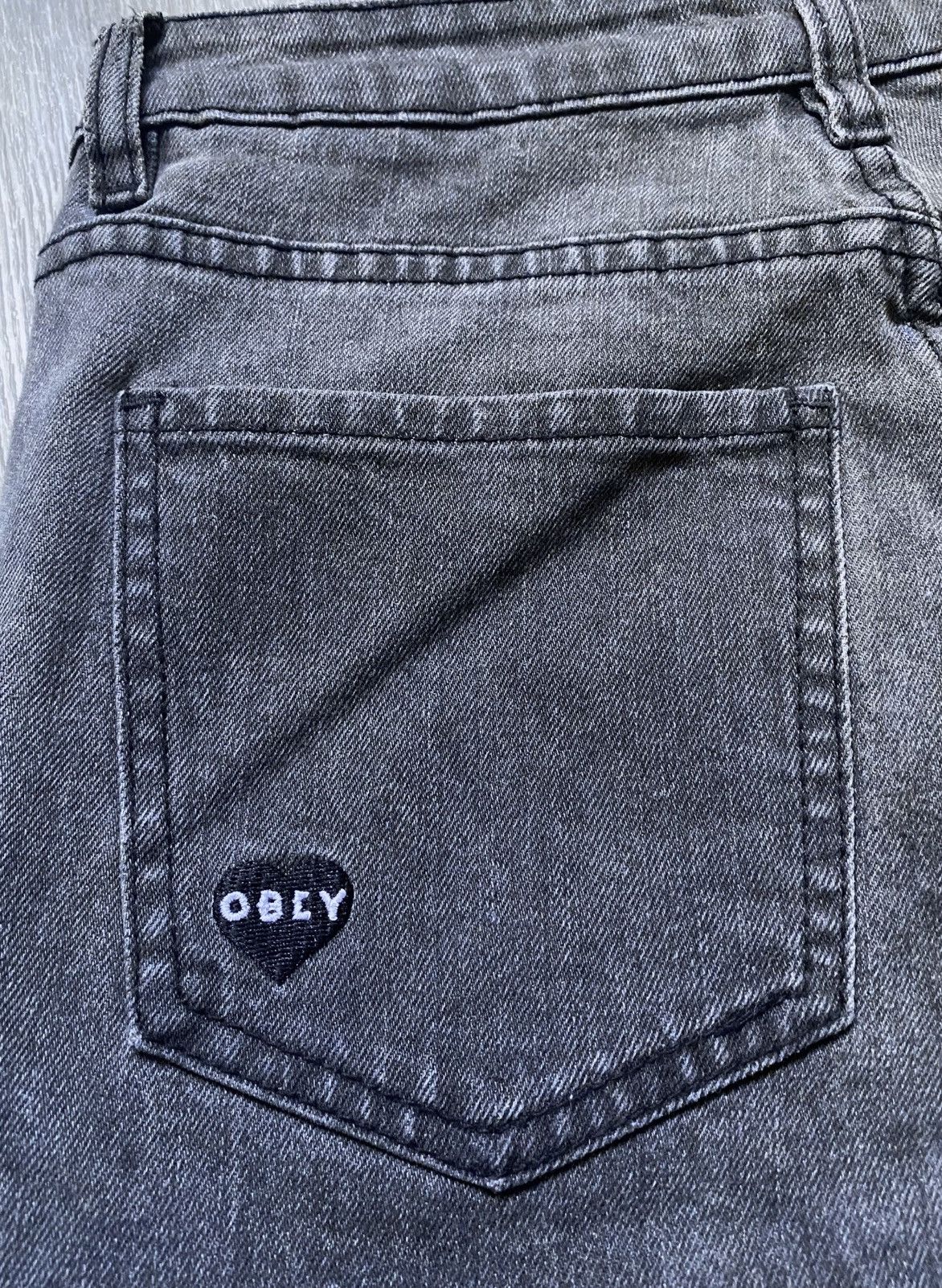 Obey Women’s Obey Worldwide Torn Distress Gray Cotton Jeans Denim Size 26" / US 2 / IT 38 - 22 Thumbnail