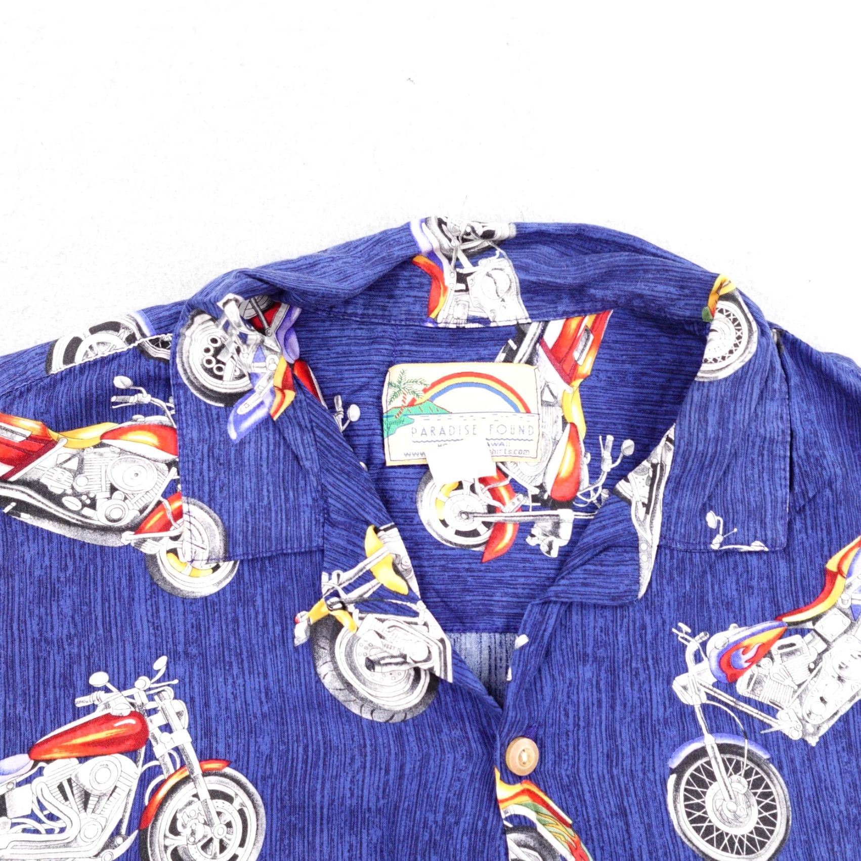 Paradise Found Vintage Paradise Found Shirt Mens XL Blue Motorcycle Hawaiian Aloha Button Up Size US XL / EU 56 / 4 - 2 Thumbnail