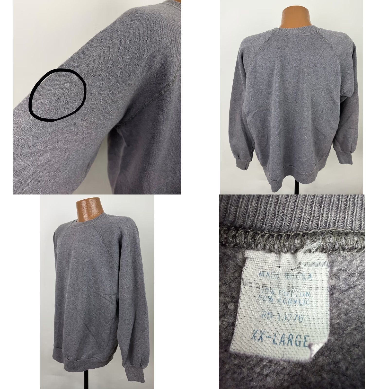 Vintage VINTAGE Mens 2XL Sweatshirt Raglan Crewneck Gray Charcoal 80s 90s Grunge Vintage Size US XXL / EU 58 / 5 - 8 Thumbnail