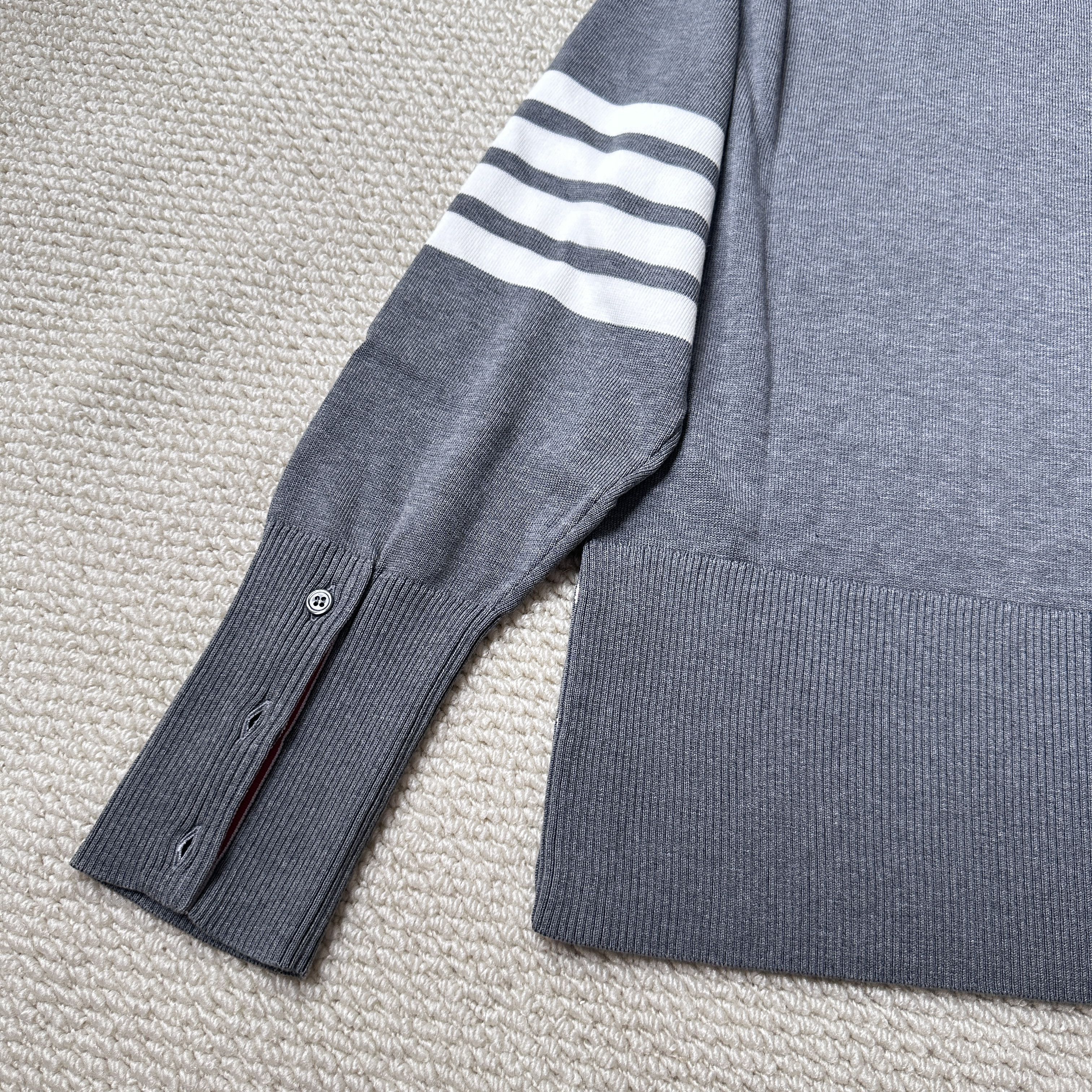Thom Browne Thom Browne NECK PULLOVER IN COTTON WI 4 BAR LT GREY Size US M / EU 48-50 / 2 - 10 Thumbnail
