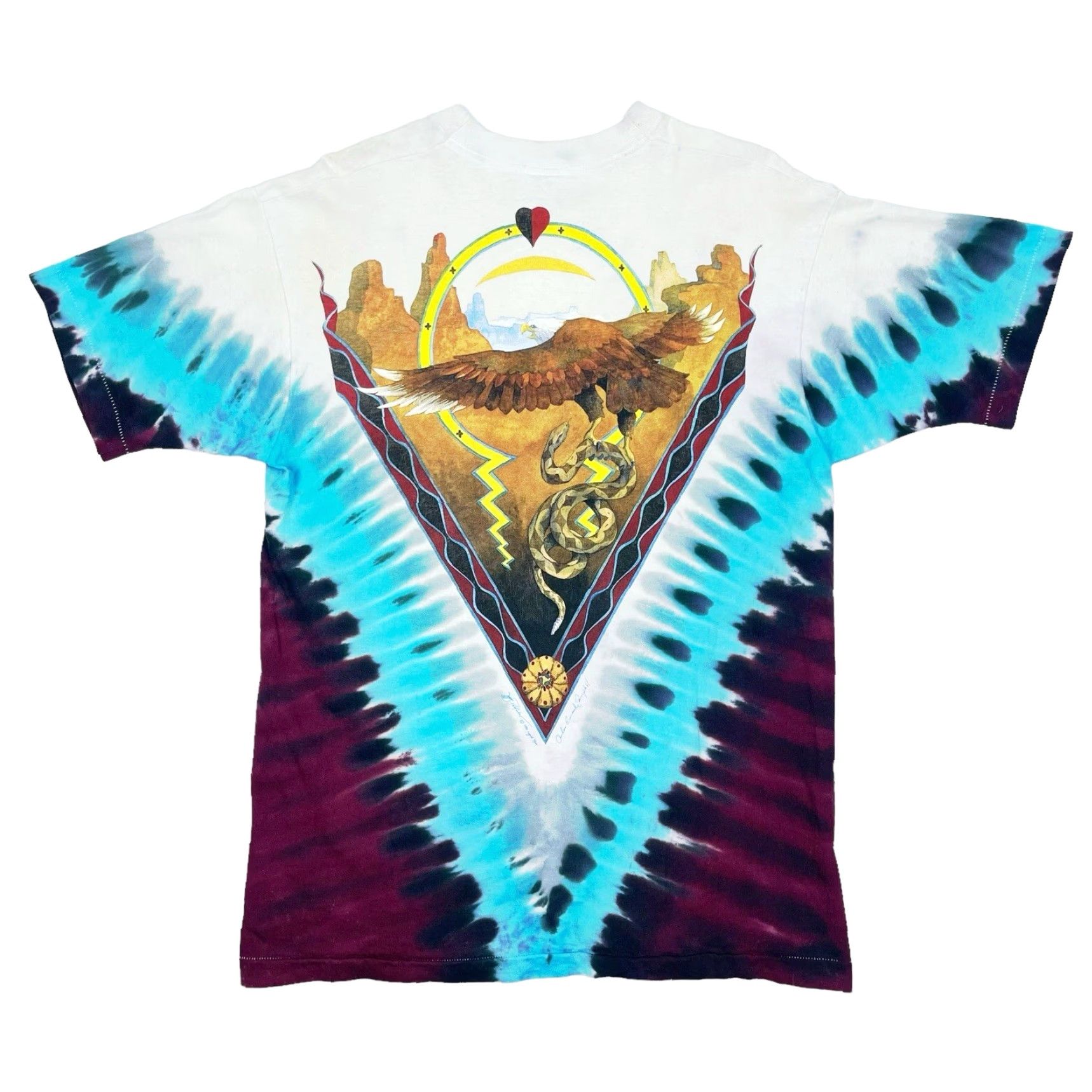 Liquid Blue VINTAGE 1992 Rare Liquid Blue Tie Dye Western Skull Eagle T Shirt Men’s L/Adult Large Blue Crew Neck Short Sleeve Mens Size US L / EU 52-54 / 3 - 4 Thumbnail