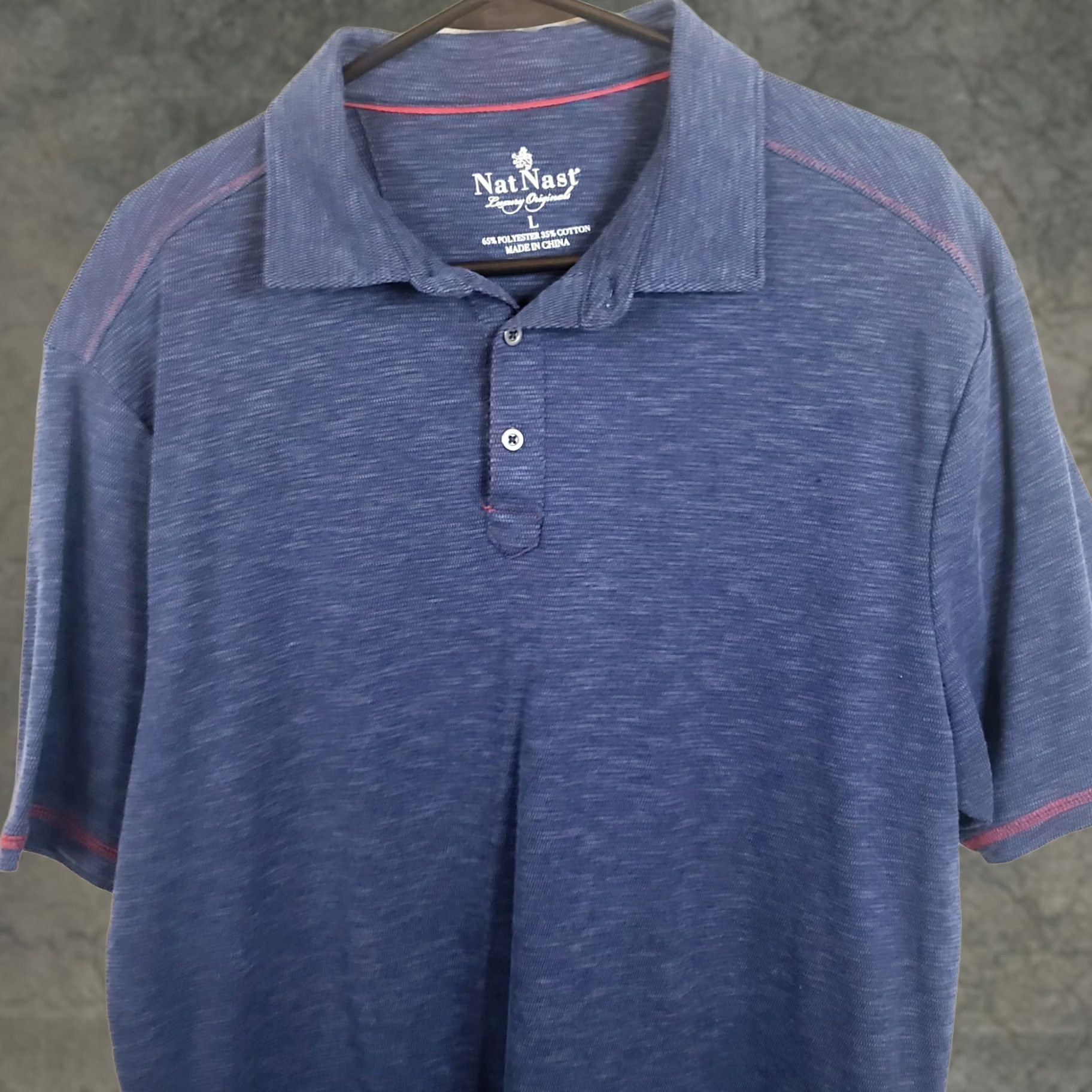 Nat Nast VINTAGE Nat Nast Luxury Polo Shirt Mens L Blue Red Trim Short Sleeve Size US L / EU 52-54 / 3 - 1 Thumbnail