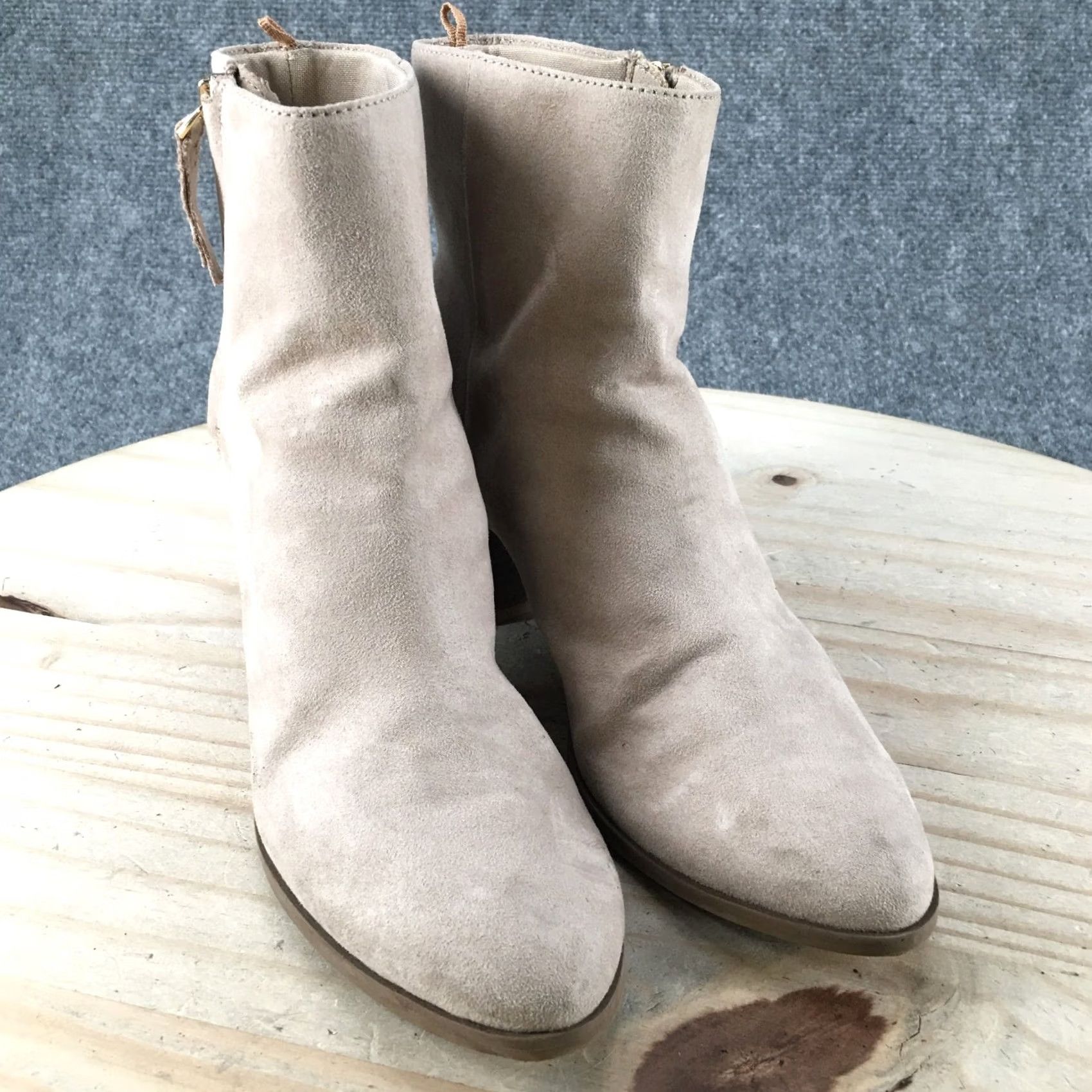 Old Navy Old Navy Boots Womens 6 Beige Ankle Bootie Block Heels Side Zip Suede Casual Size US 6 / IT 36 - 3 Thumbnail
