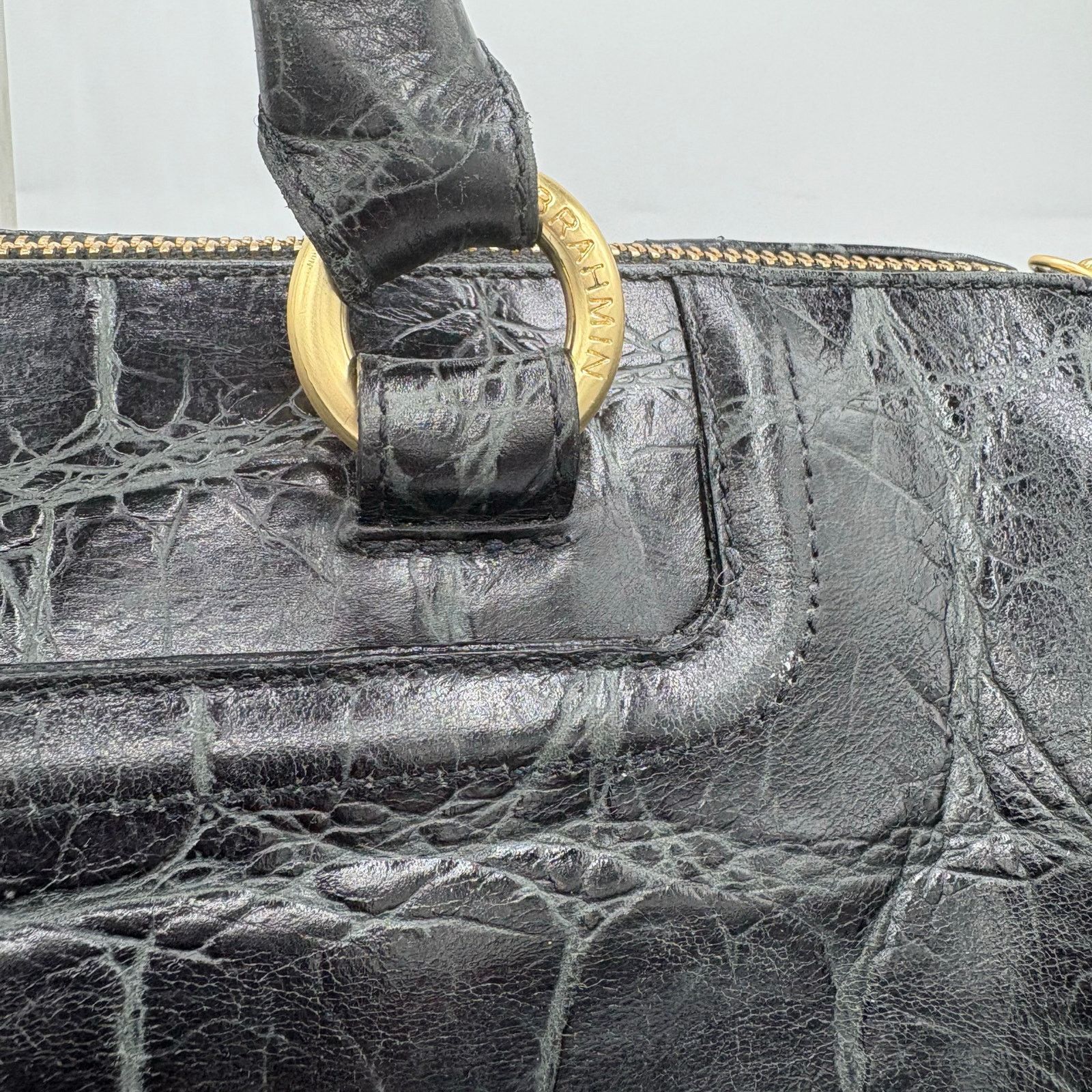 BRAHMIN Authentic Brahmin Black Croc-Embossed Leather Satchel Size ONE SIZE - 5 Thumbnail