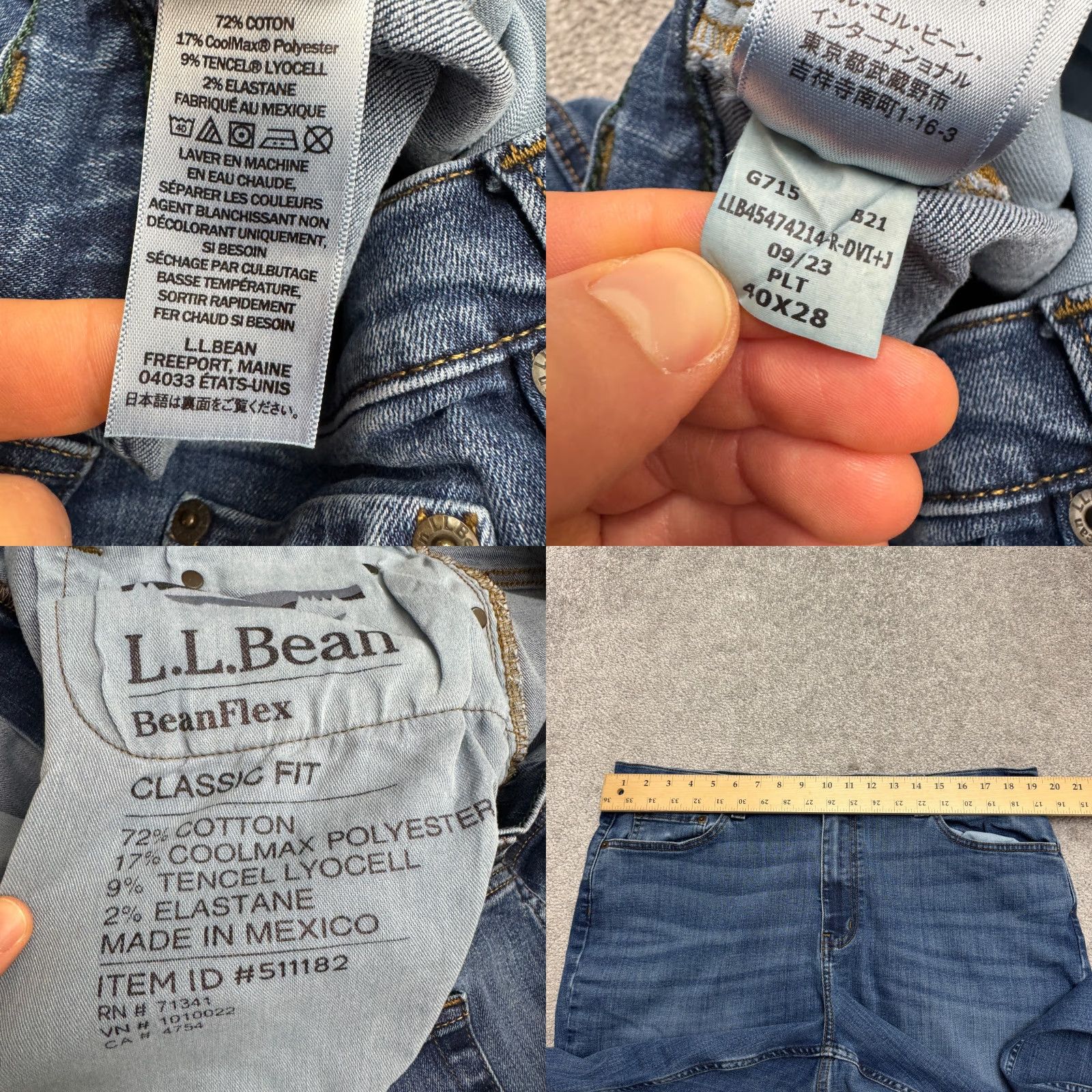 Vintage L.L. Bean Jeans Mens 40x28 Blue BeanFlex Classic Fit Denim Straight Leg Cotton Size US 40 / EU 56 - 8 Thumbnail