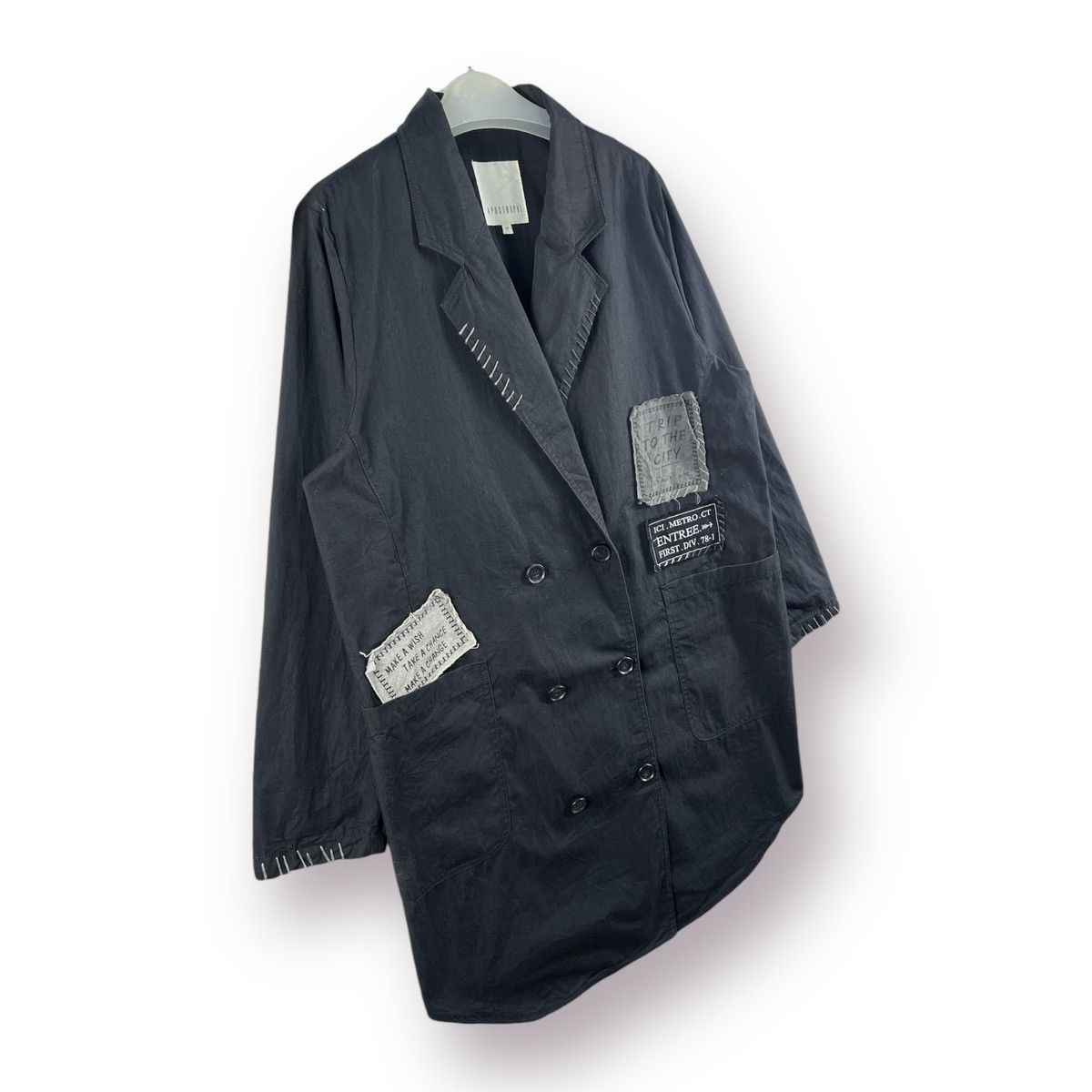 Japanese Brand Unisex 🔥 Apostrophe Patch japan Yohji style long jacket Size US M / EU 48-50 / 2 - 4 Thumbnail