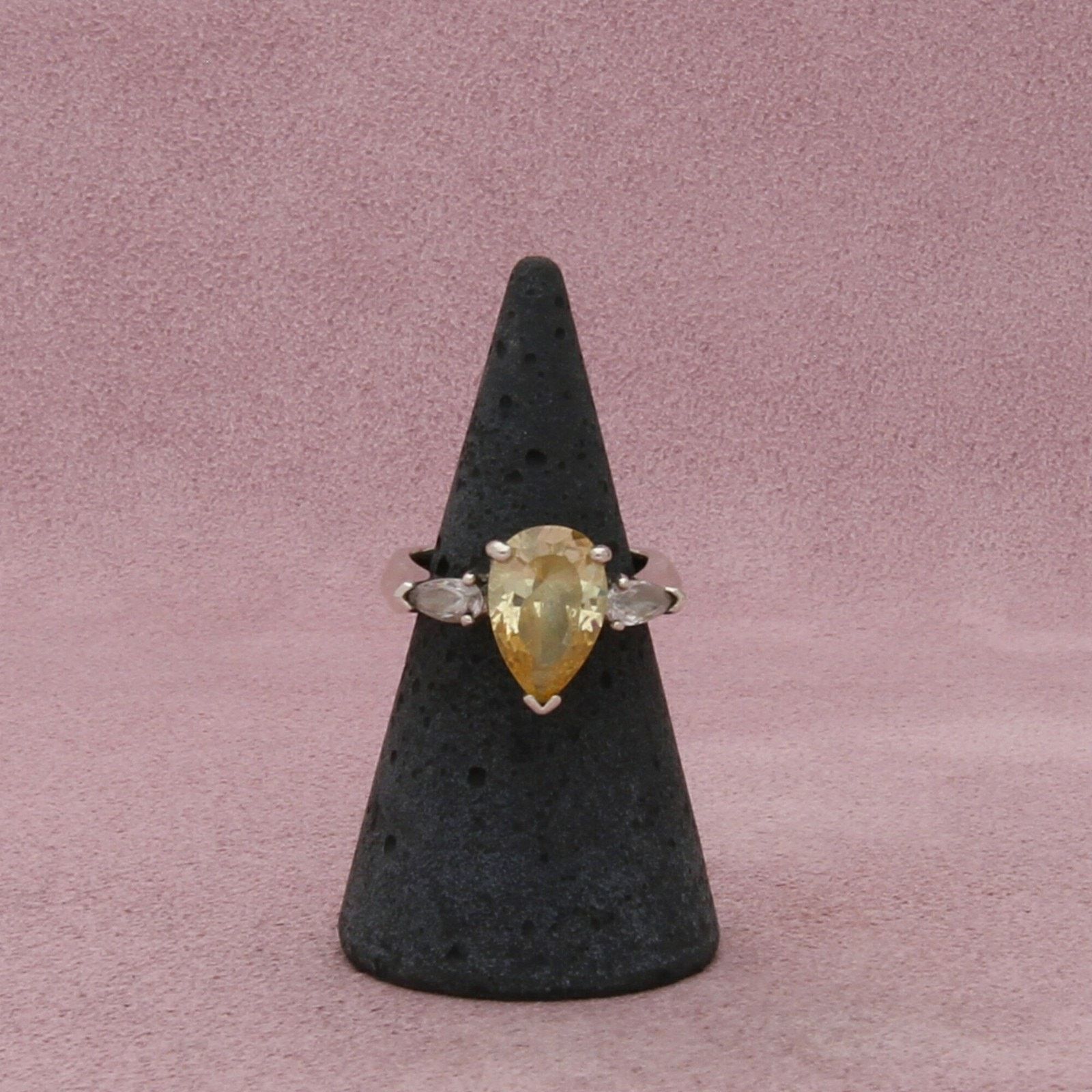 Sterling Silver avon sterling silver pear-cut yellow cz engagement ring 6 Size ONE SIZE - 3 Thumbnail
