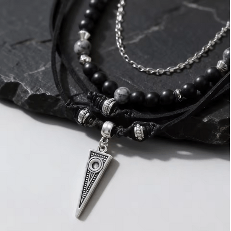Jewelry Rock Punk Layer Black Leather Necklace Size ONE SIZE - 2 Thumbnail
