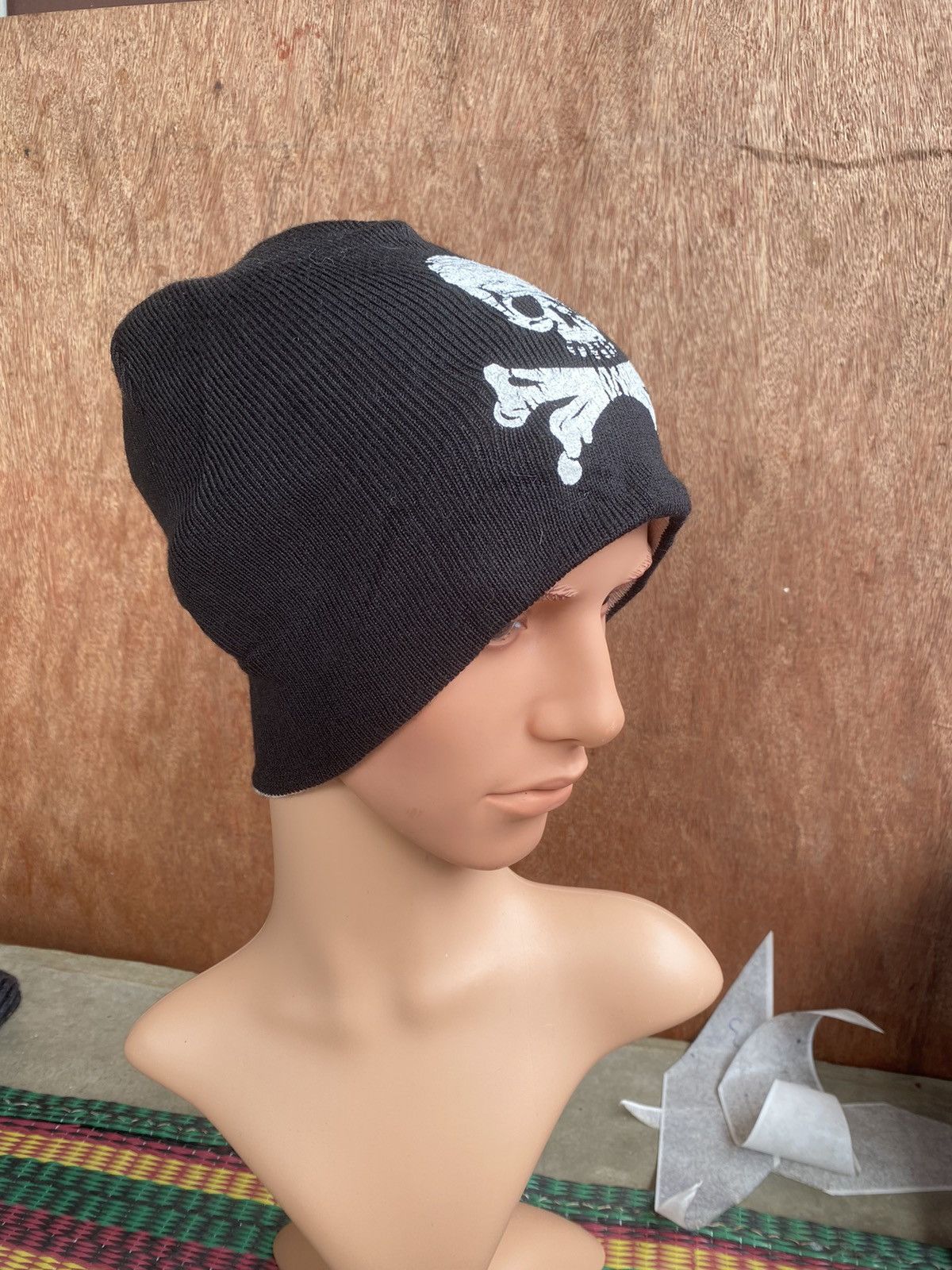 Vintage Skull Printed Reversible Beanie Hat Size ONE SIZE - 4 Thumbnail