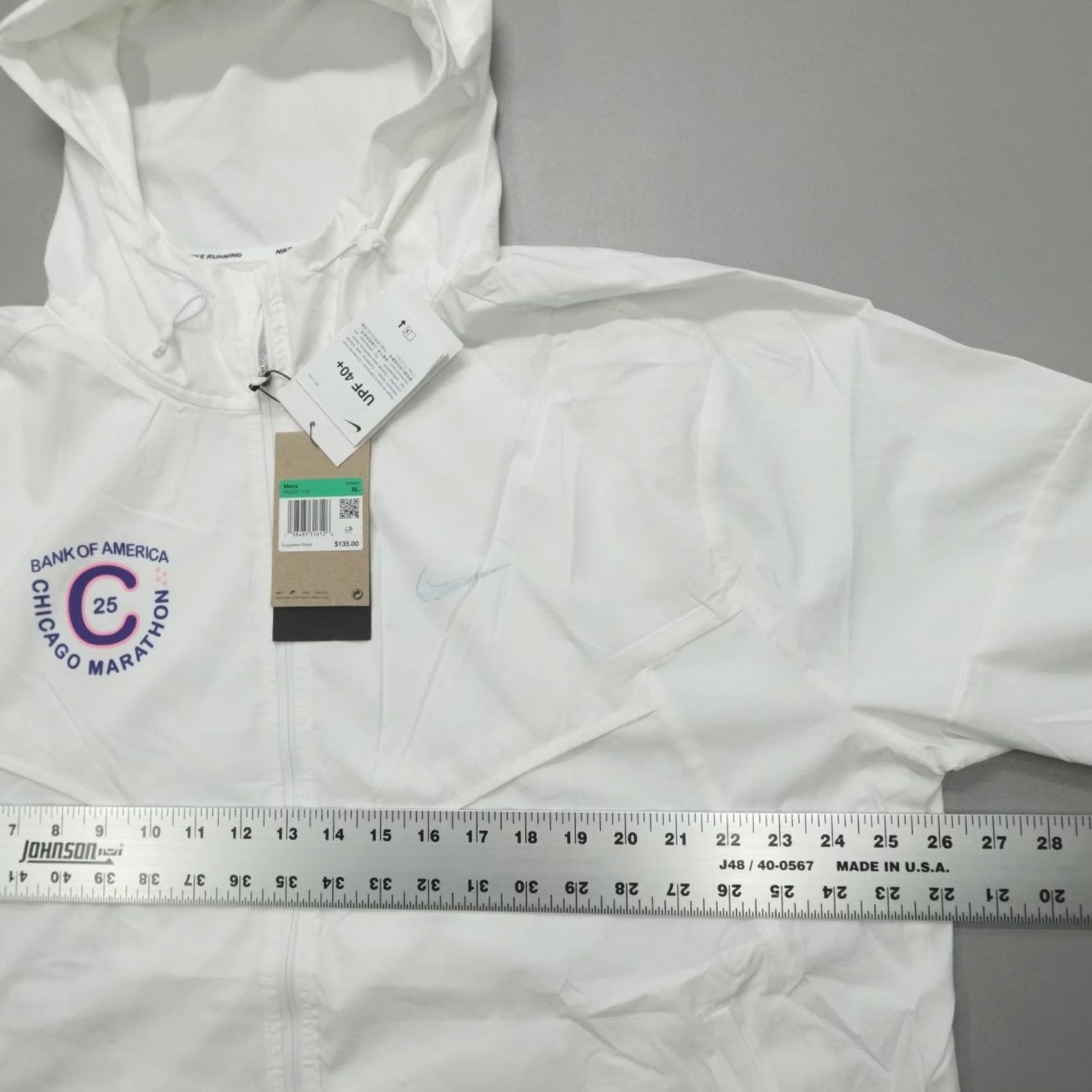 Nike Nike Jacket Bank of America Chicago Marathon 2025 Light XL White Regular Men’s Windbreaker Pockets Full Zip Sports Athleisure Run & Gym Size US XL / EU 56 / 4 - 6 Thumbnail
