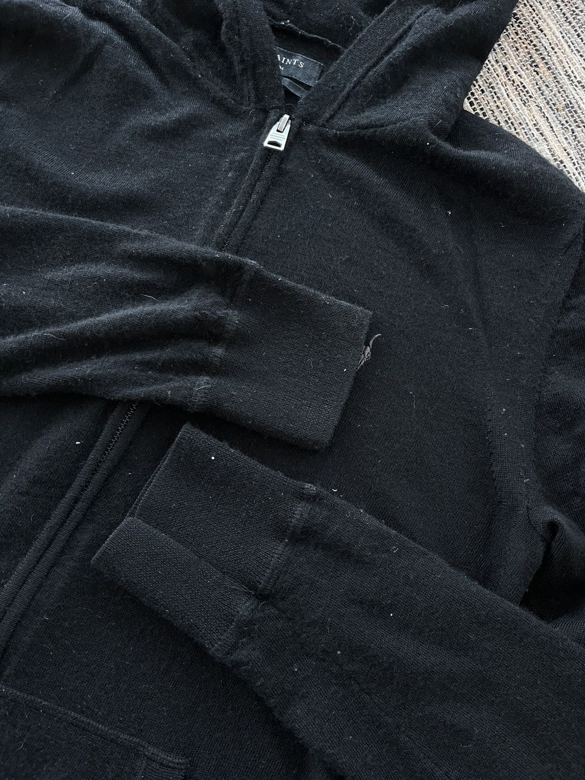 Allsaints Vintage Allsaints Black Merino Wool Zip Hoodie Punk Opium Size US M / EU 48-50 / 2 - 8 Thumbnail