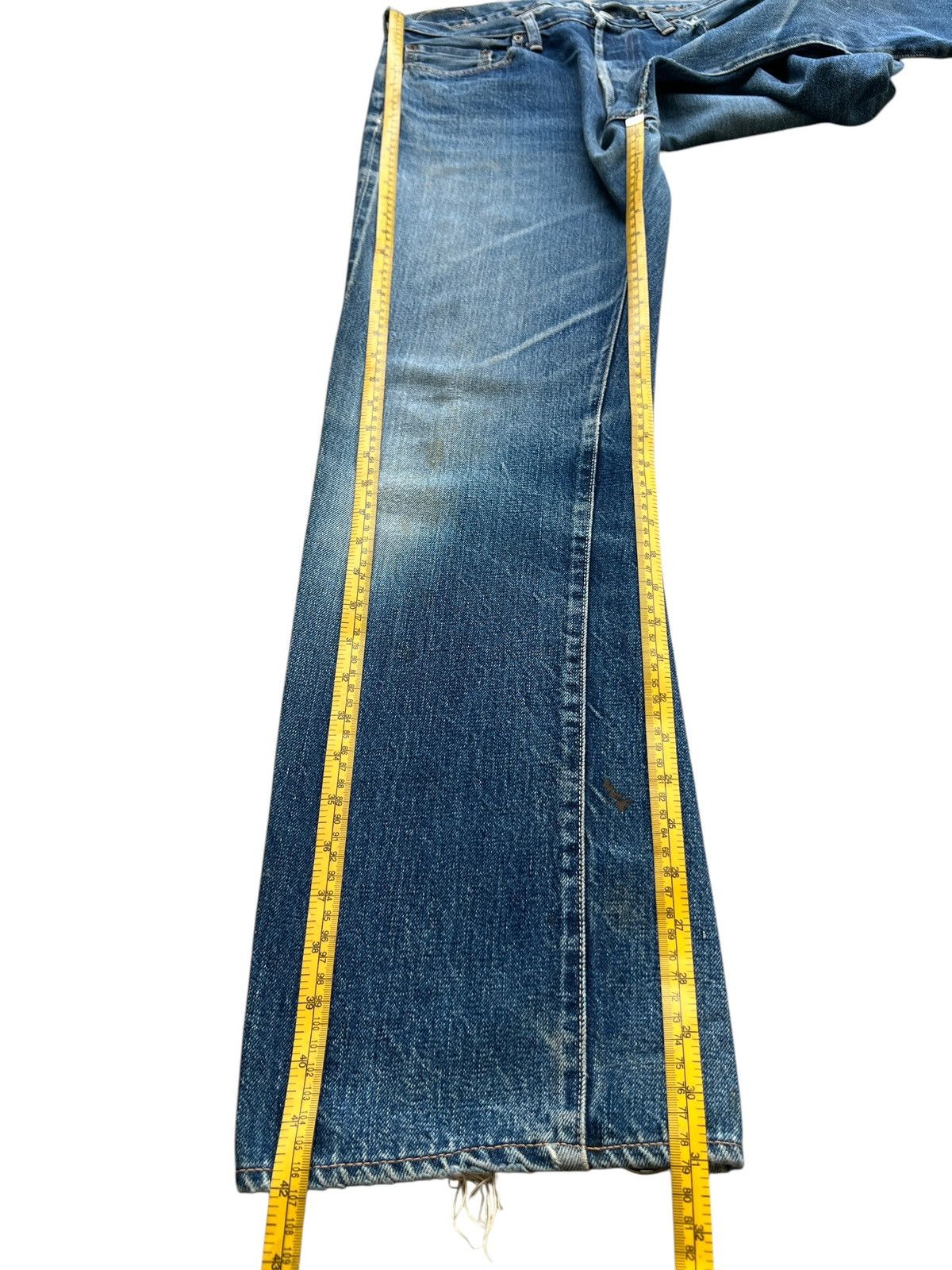 Vtg Denime Japan Selvedge Distressed Wide Denim Jeans 32x31