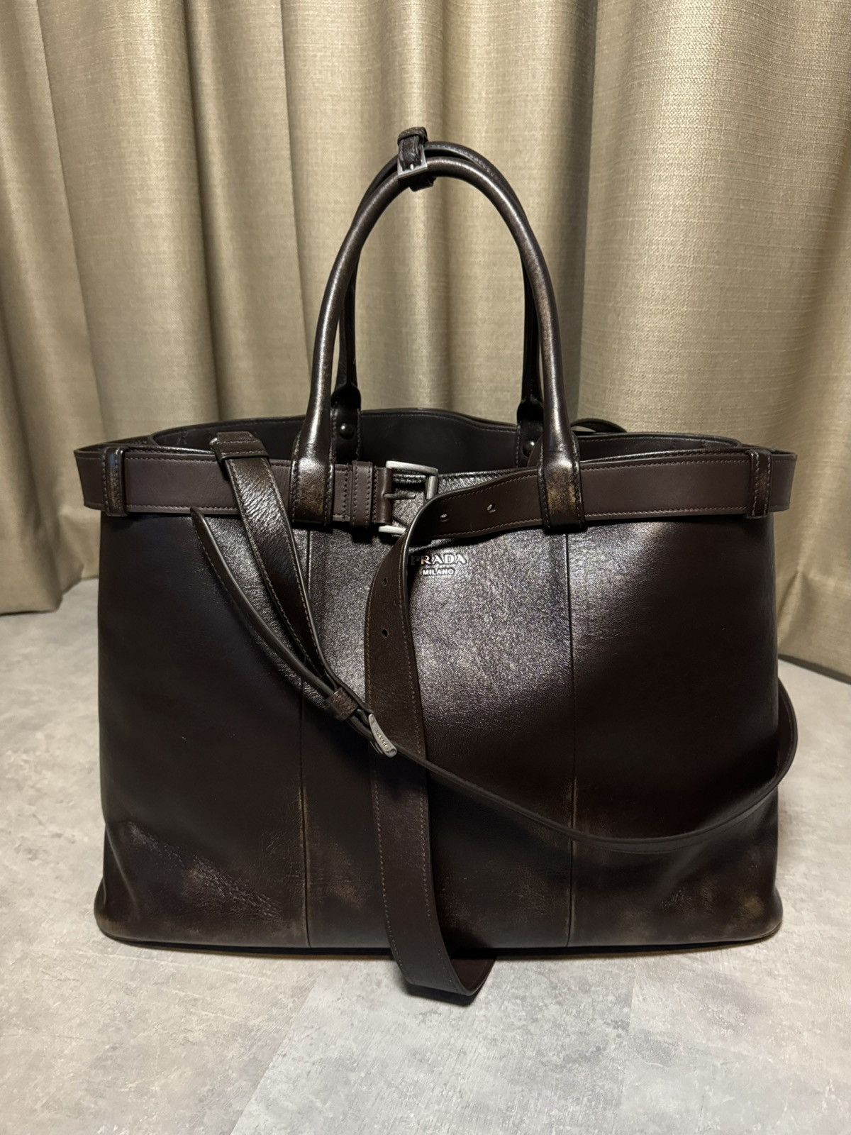 Prada Prada Men’s Buckle Nappa Leather Bag Brown Belt MSRP $8,500 Size ONE SIZE - 2 Thumbnail