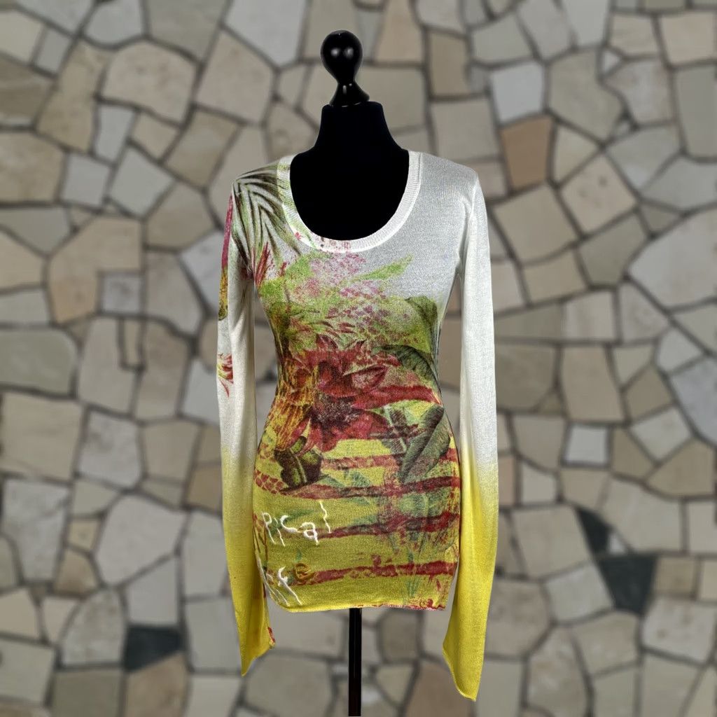 Desigual Desigual Shirt Womens Long Sleeve Crew Neck S Yellow Boho 31J2148 Size S / US 4 / IT 40 - 1 Thumbnail