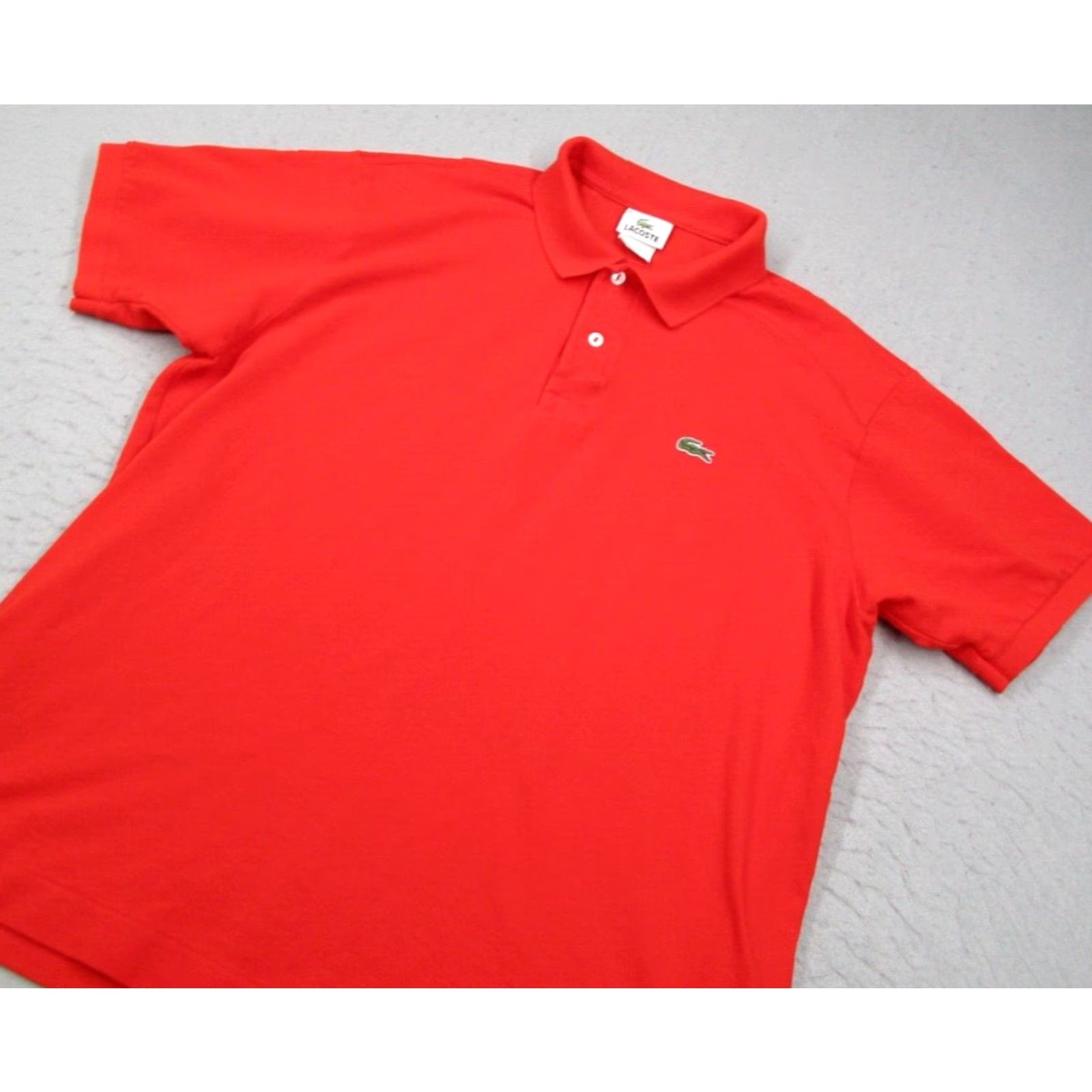 Lacoste VINTAGE Lacoste Polo Shirt Men's XL Orange Cotton Short Sleeve Breathable Classic Golf Crocodile Logo Size US XL / EU 56 / 4 - 2 Thumbnail