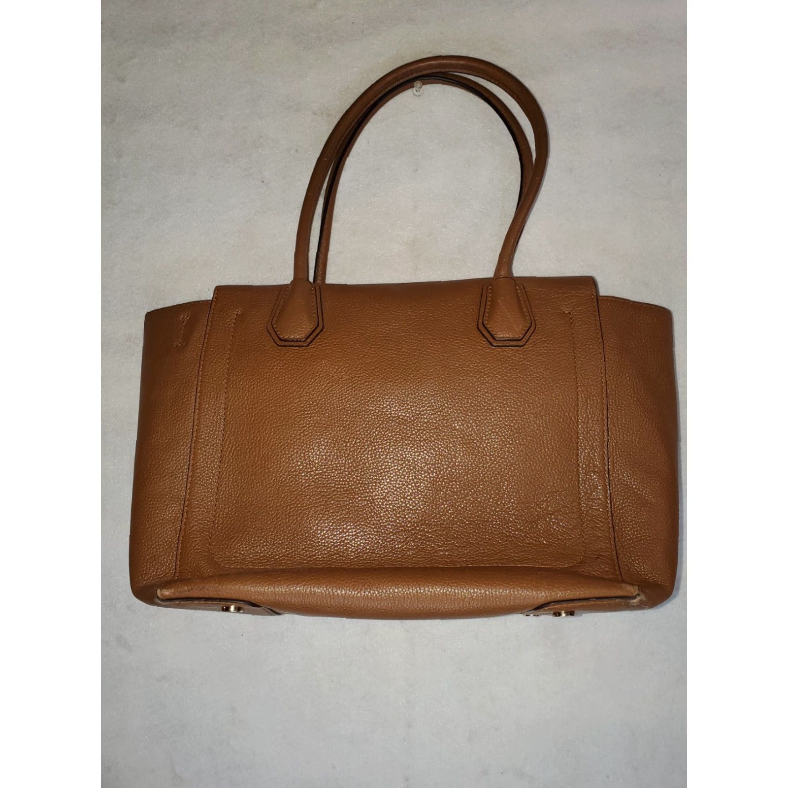 Michael Kors Michael Kors Signature-Mercer Large Leather Satchel Purse Tan 30H6GM9S3L Size ONE SIZE - 6 Thumbnail