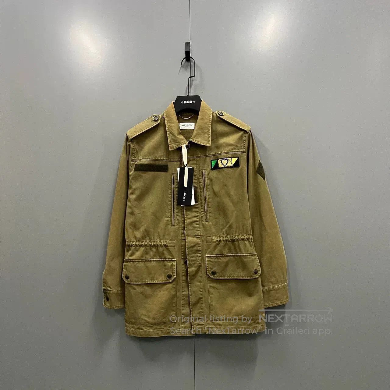 Saint Laurent Paris saint laurent olive green embroidered logo jacket. Size US XXS / EU 40 - 1 Thumbnail