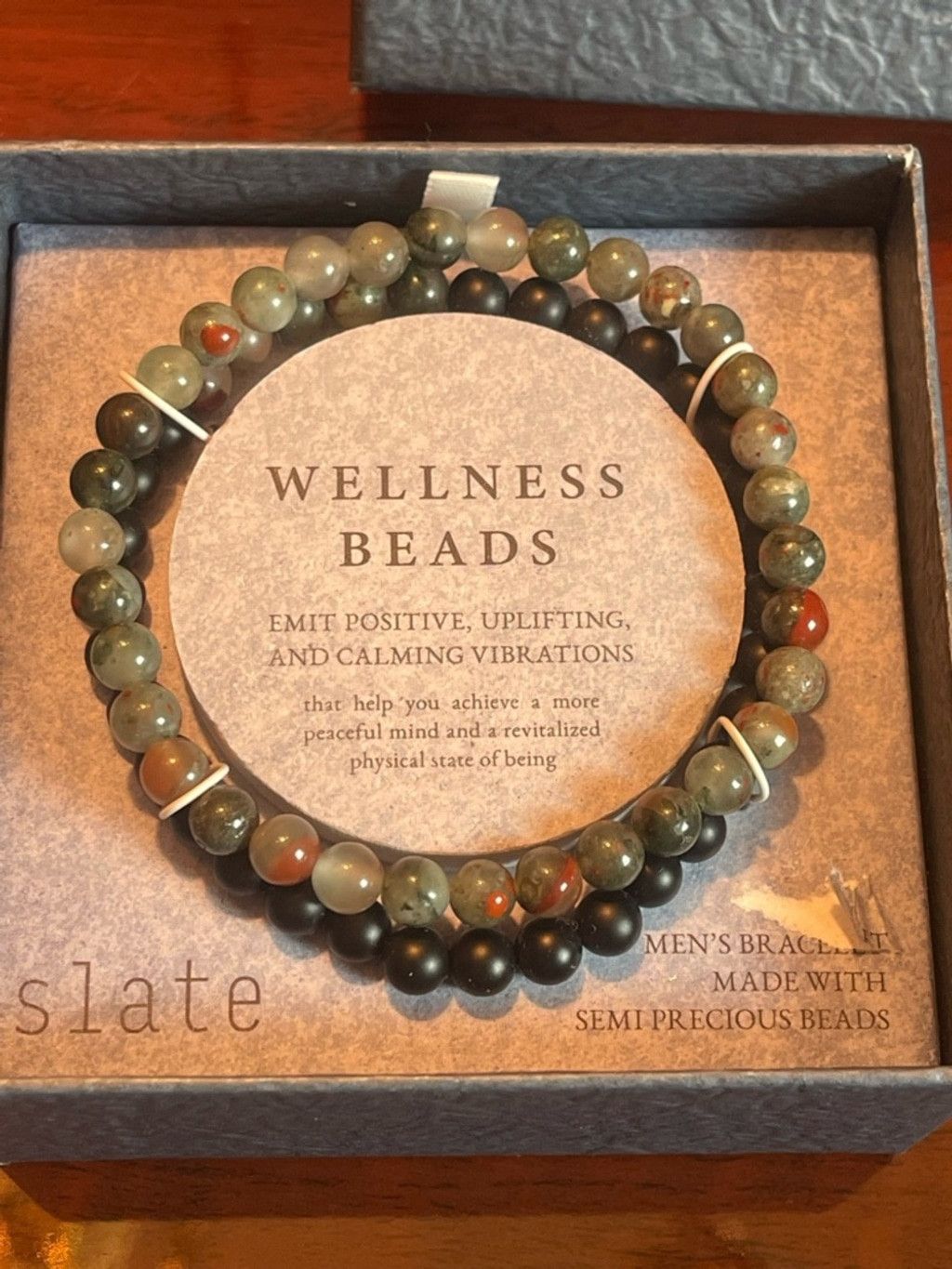 Slate & Stone Slate Wellness Beads Bracelet Semiprecious Agate Stones Size ONE SIZE - 8 Thumbnail