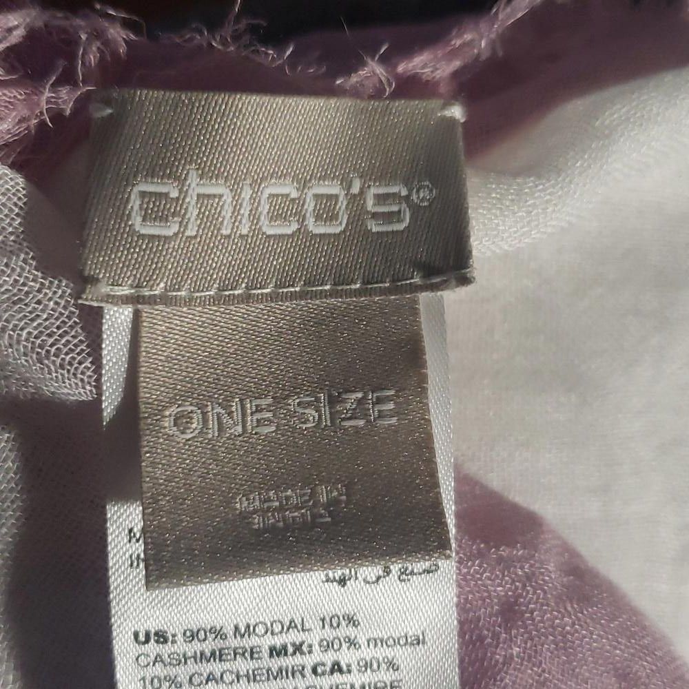 Chicos CT837 Chico's Lavender & White Small Fringed Wrap Size ONE SIZE - 4 Thumbnail