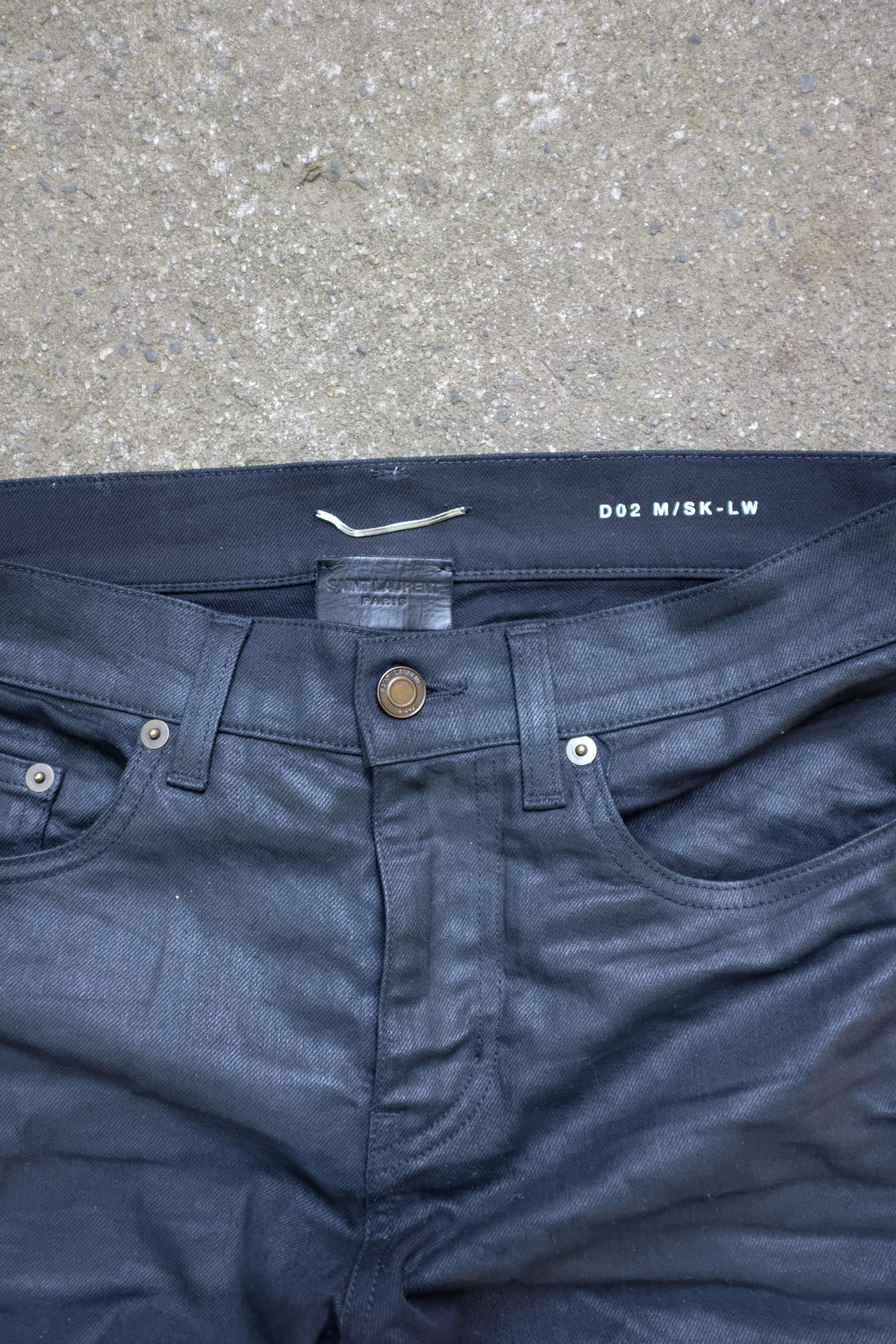Saint Laurent Paris Saint Laurent D02 Wax Coated Black Denim Jeans Size US 29 - 6 Thumbnail