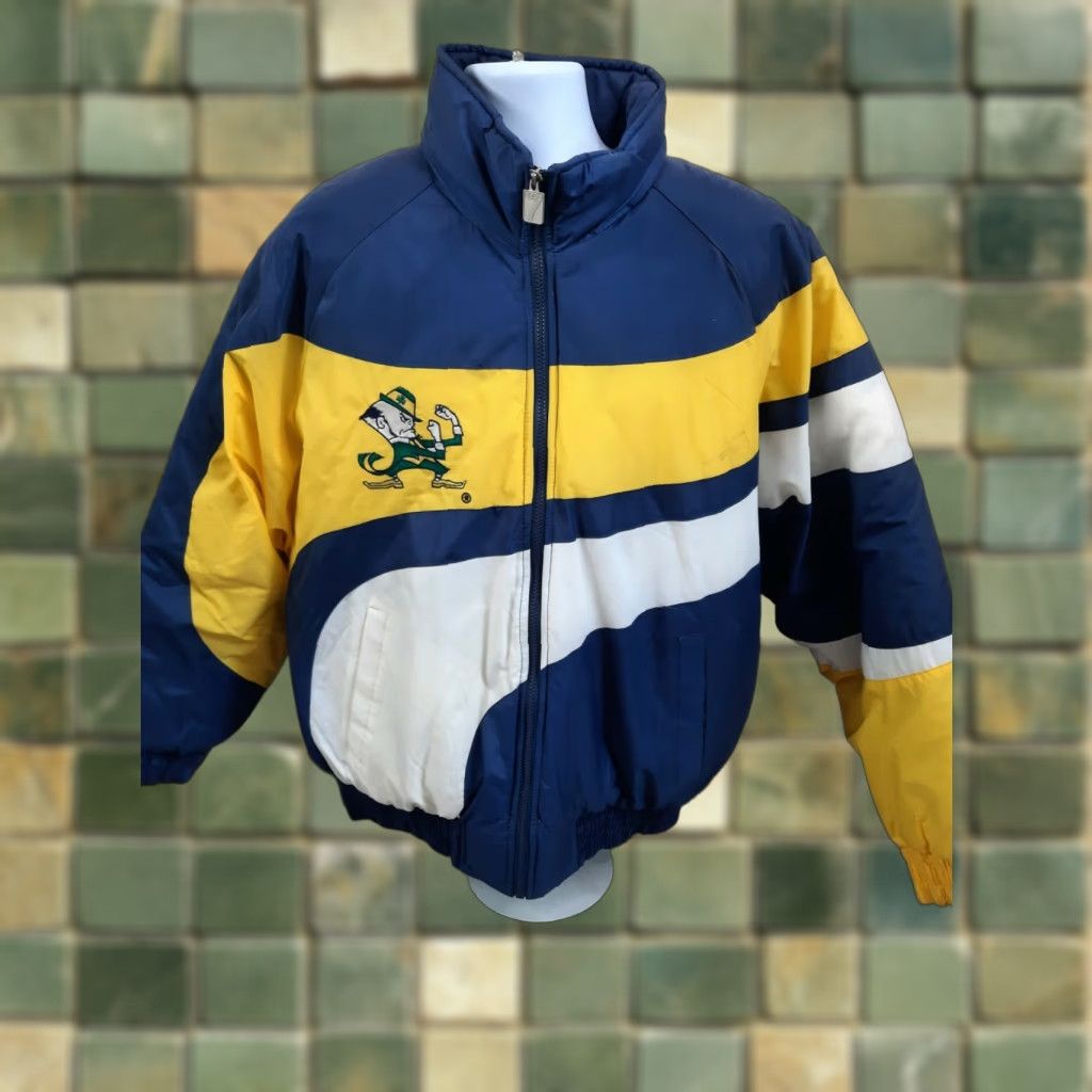 Logo 7 VINTAGE Logo 7 Notre Dame Fighting Irish Full Zip Puffer Jacket Coat Men Large Yellow Blue White Size US L / EU 52-54 / 3 - 1 Thumbnail
