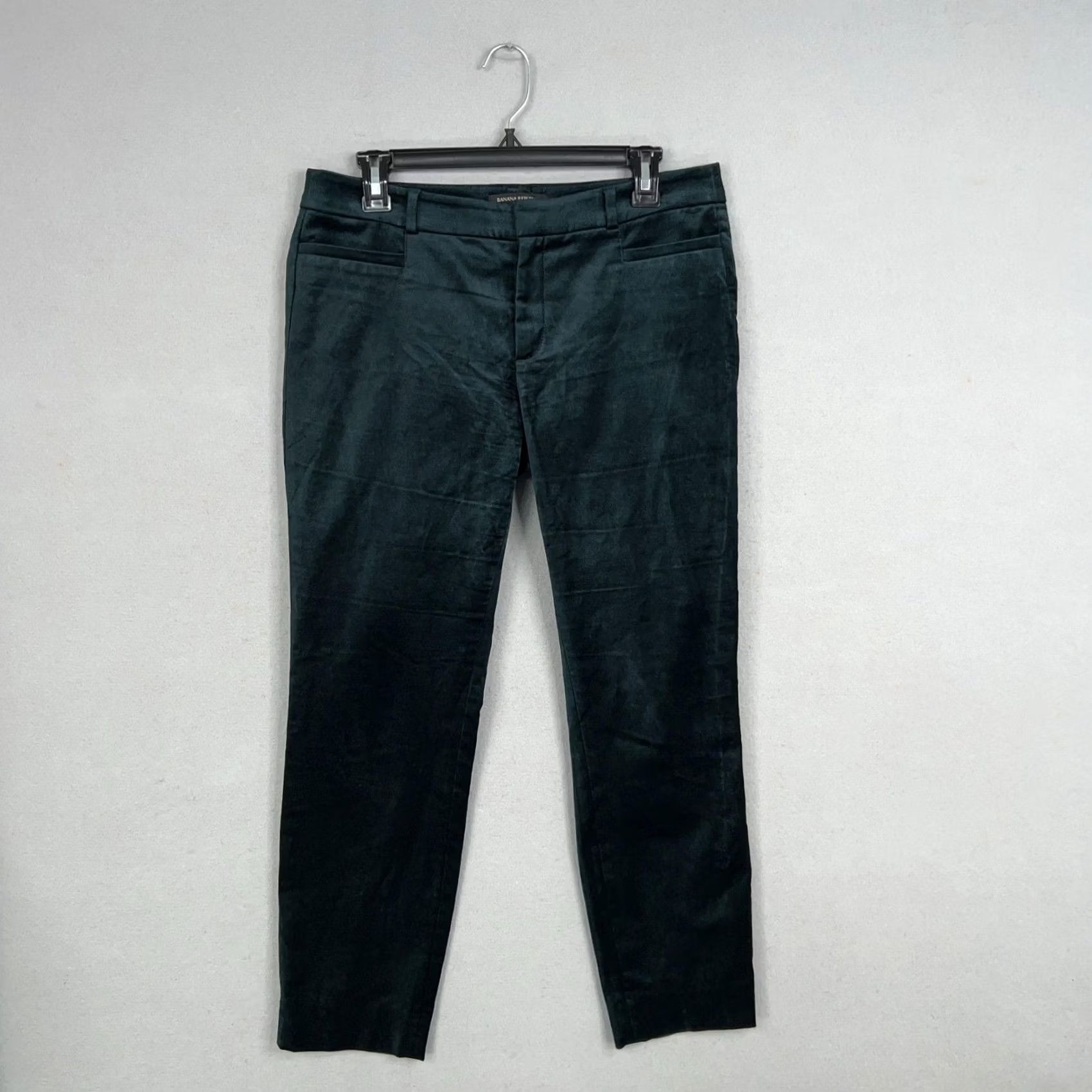 Banana Republic Banana Republic Pants Womens 6 Green Sloan Velvet Slim Stretch Trouser Holiday Size 28" / US 6 / IT 42 - 2 Thumbnail