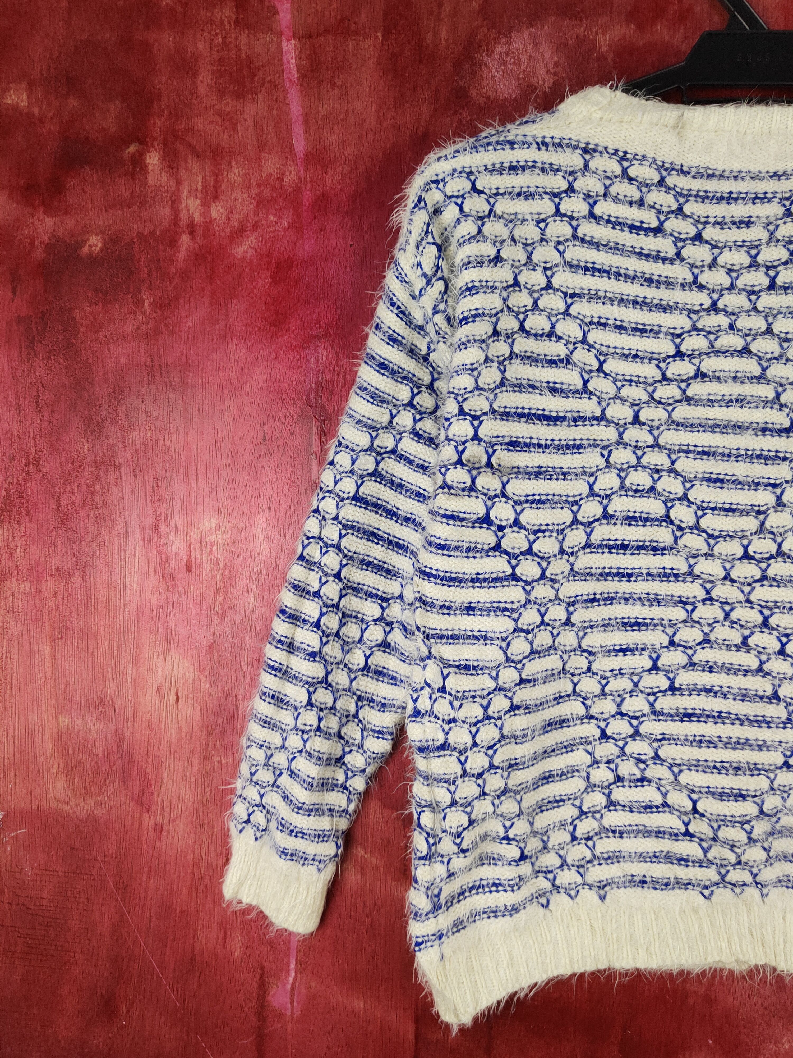Homespun Knitwear Meirire Blue White Shag Shaggy Fur Mohair Knitwear #2001 Size S / US 4 / IT 40 - 8 Thumbnail