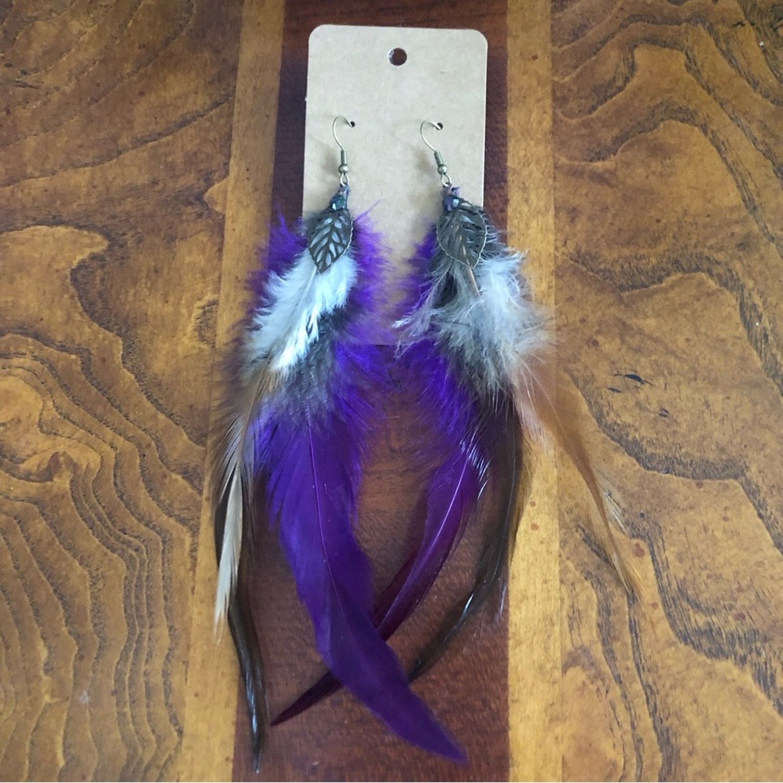 Handmade Handcrafted genuine rooster feather western cowgirl earrings Size ONE SIZE - 1 Thumbnail
