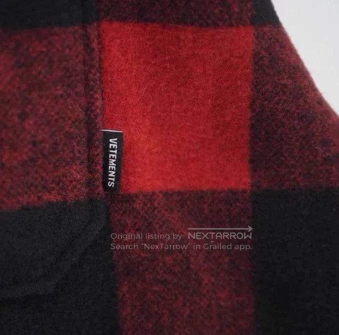 Vetements VETEMENTS Red and Black Plaid Wool Oversized Shirt Jacket Size US XS / EU 42 / 0 - 5 Thumbnail