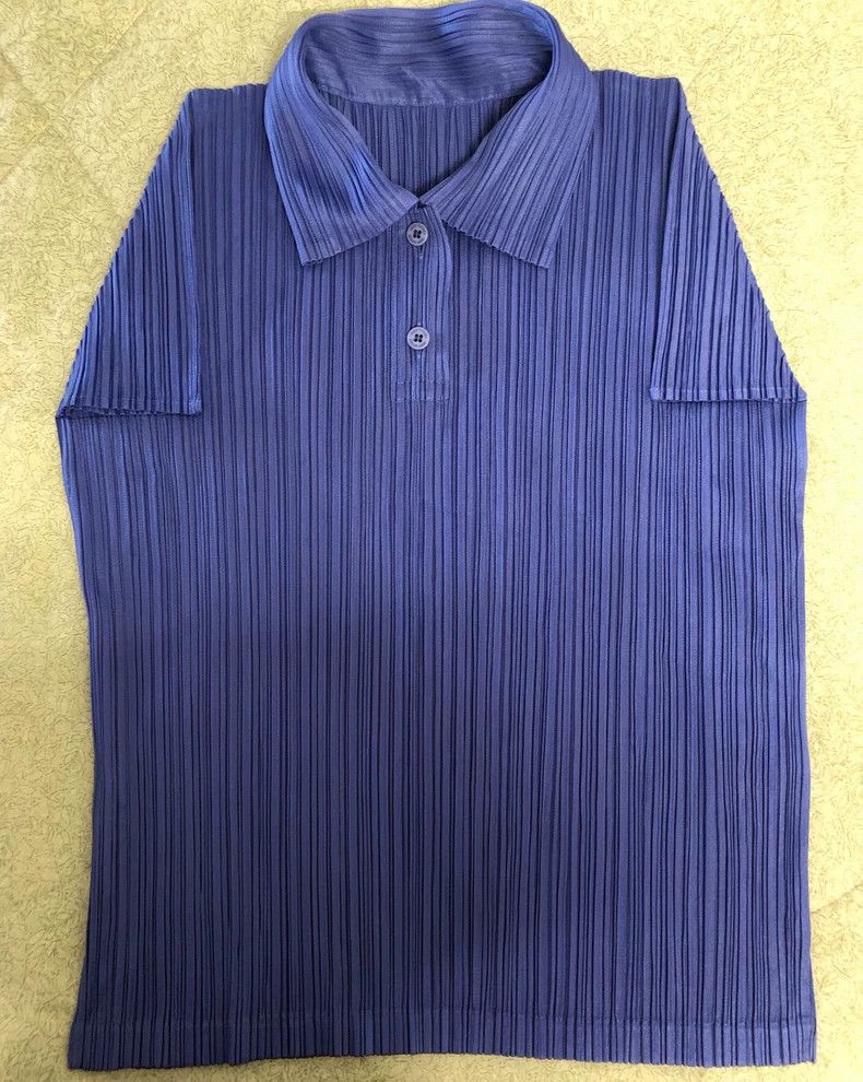 Issey Miyake Issey Miyake size:4 Blue pleated short-sleeved shirt Size XS / US 0-2 / IT 36-38 - 3 Thumbnail