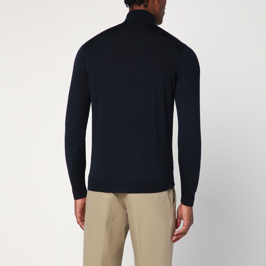 Drumohr o1d2blof0226 Wool Turtleneck Sweater in Navy Blue Size US L / EU 52-54 / 3 - 3 Thumbnail