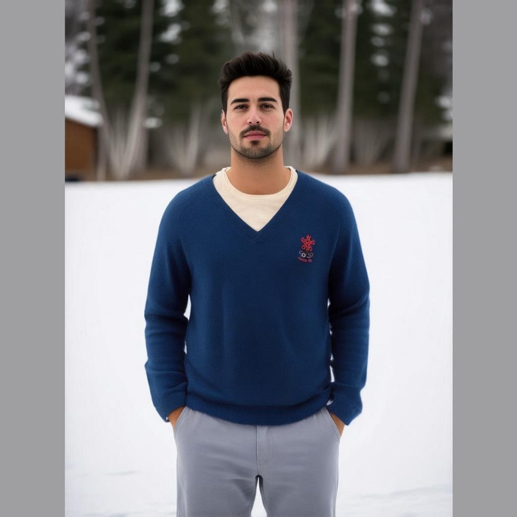 Vintage vintage Olympics, Navy V-neck Sweater Calgary 1988 size XL Size US XL / EU 56 / 4 - 1 Thumbnail