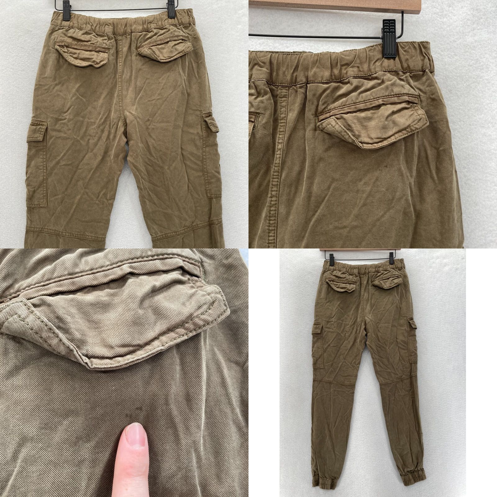 Vintage PAM & GELA Jogger Pants Women's P XS Brown Lyocell Cargo Utility Belted Casual Pants Size 26" / US 2 / IT 38 - 9 Thumbnail