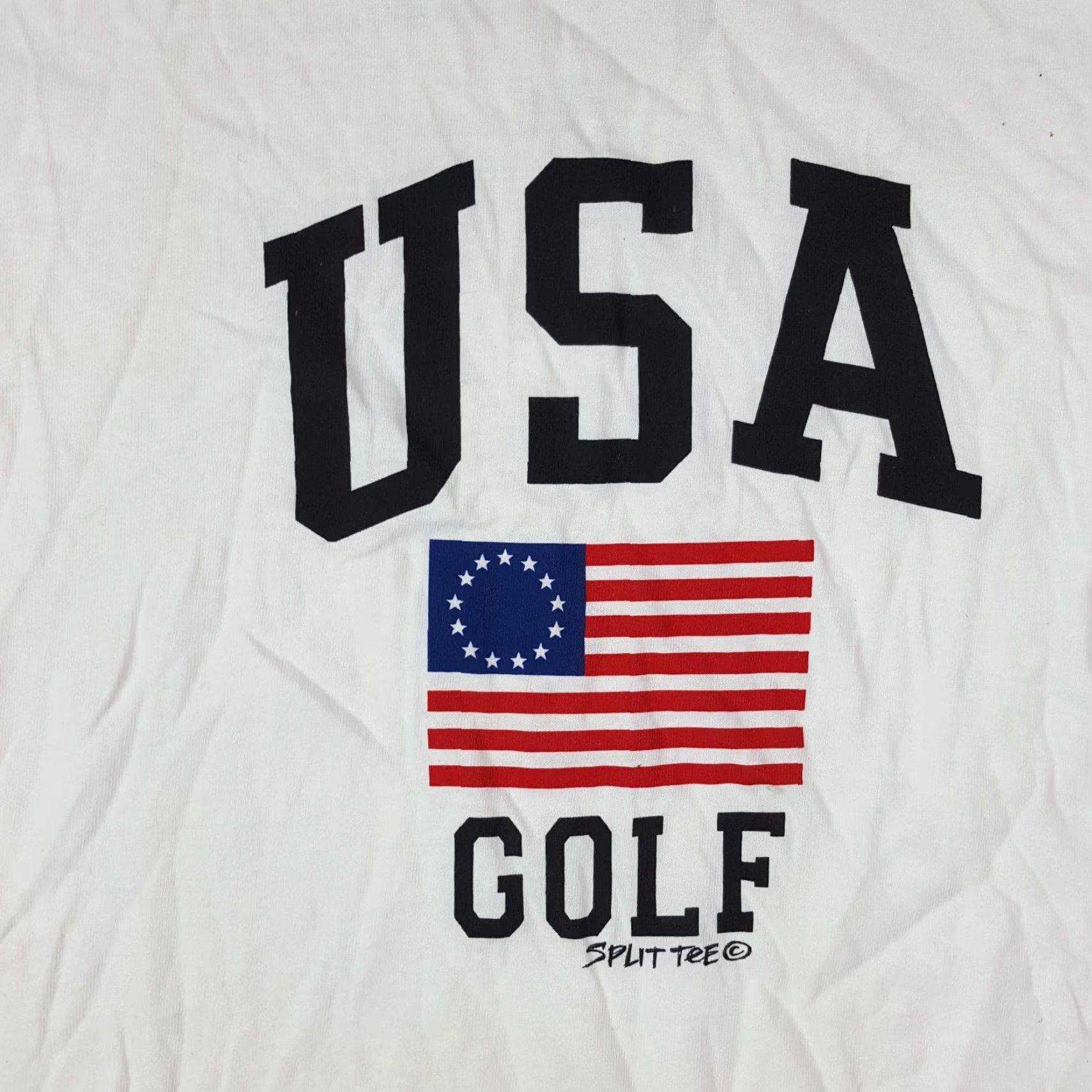Delta VINTAGE Delta USA Golf Men’s Medium Flag Logo Retro Short Sleeve White Graphic T Shirt Size US M / EU 48-50 / 2 - 3 Thumbnail